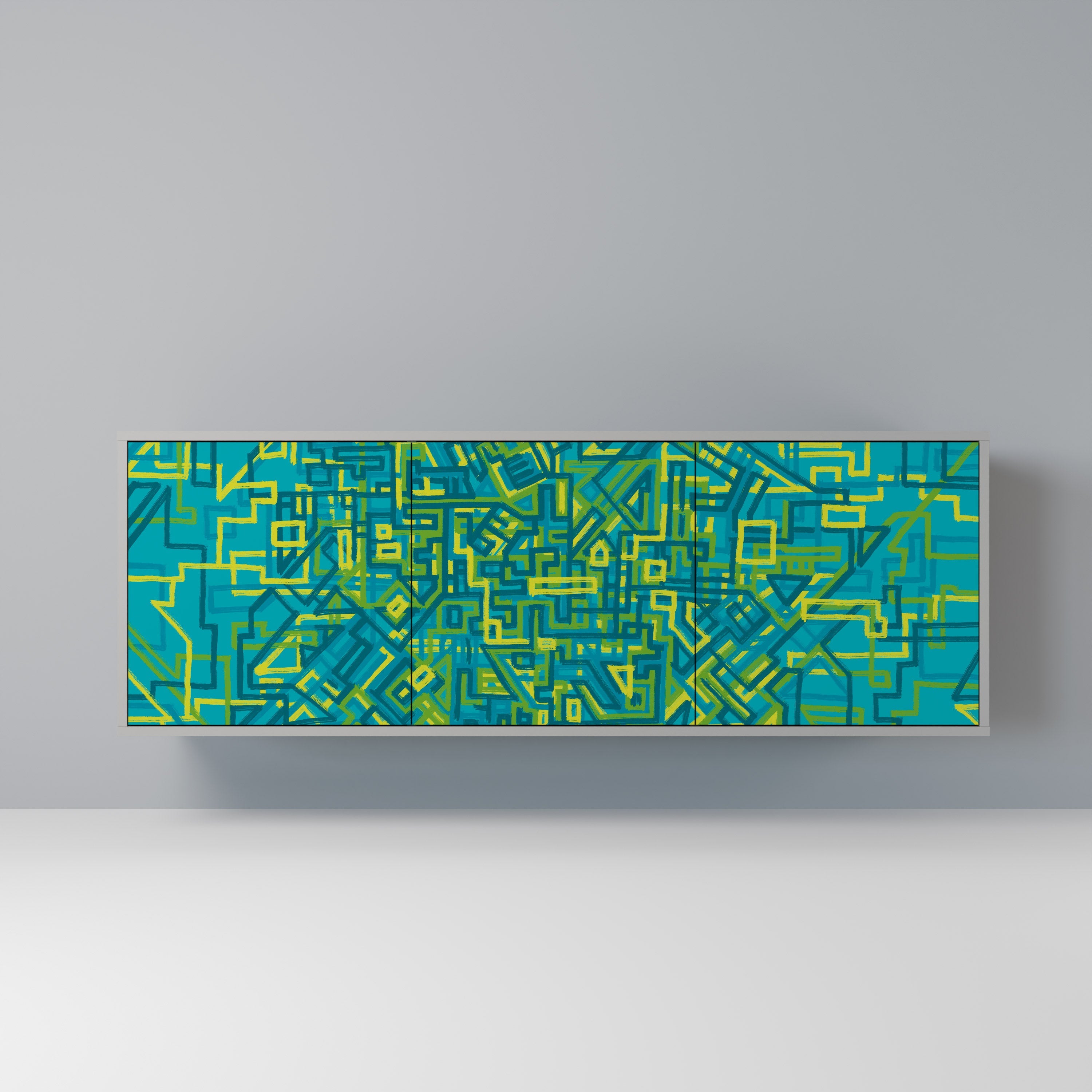 NOSTALGIC MEMORIES Aparador de 3 Portas em Acabamento Cinzento