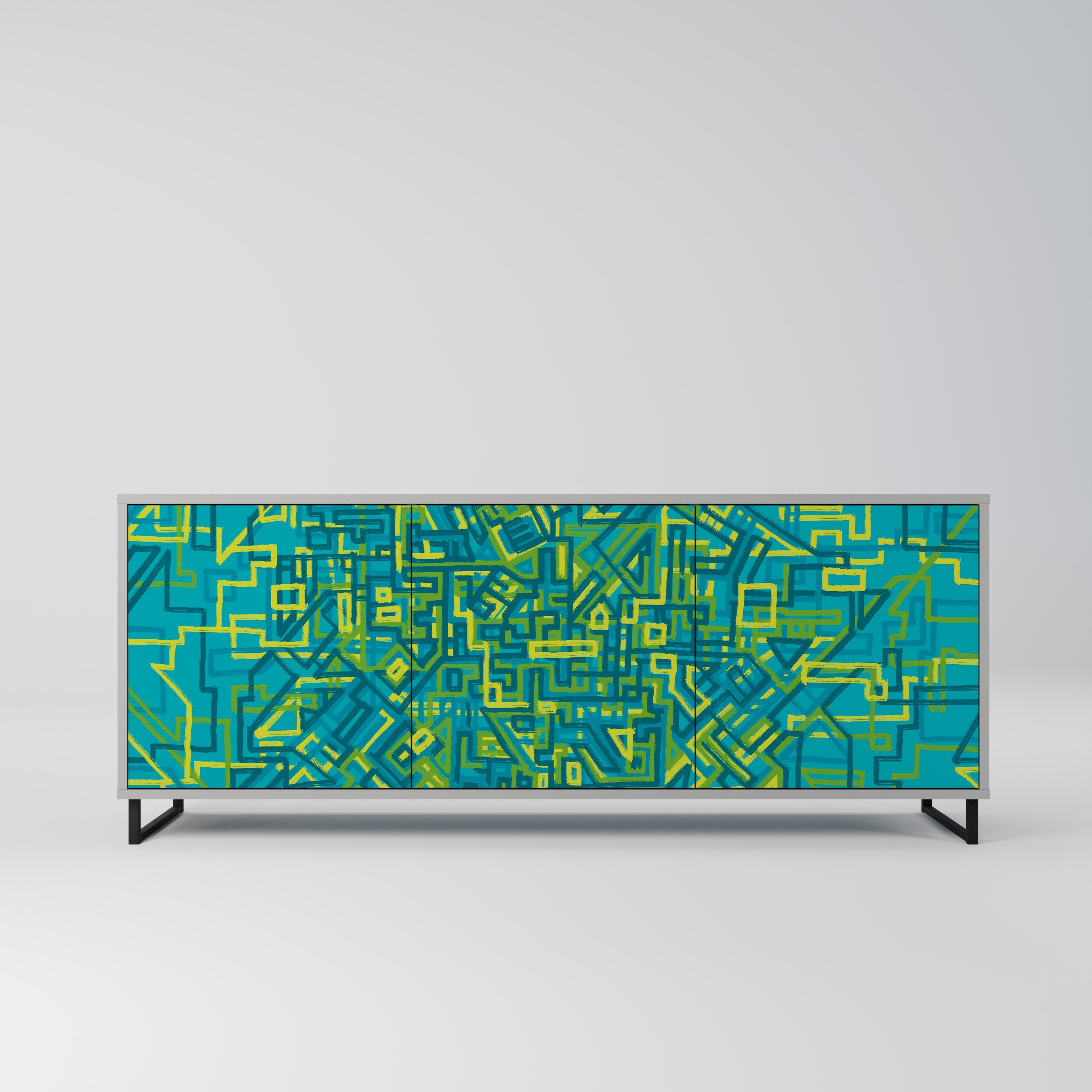 NOSTALGIC MEMORIES Aparador de 3 Portas em Acabamento Cinzento