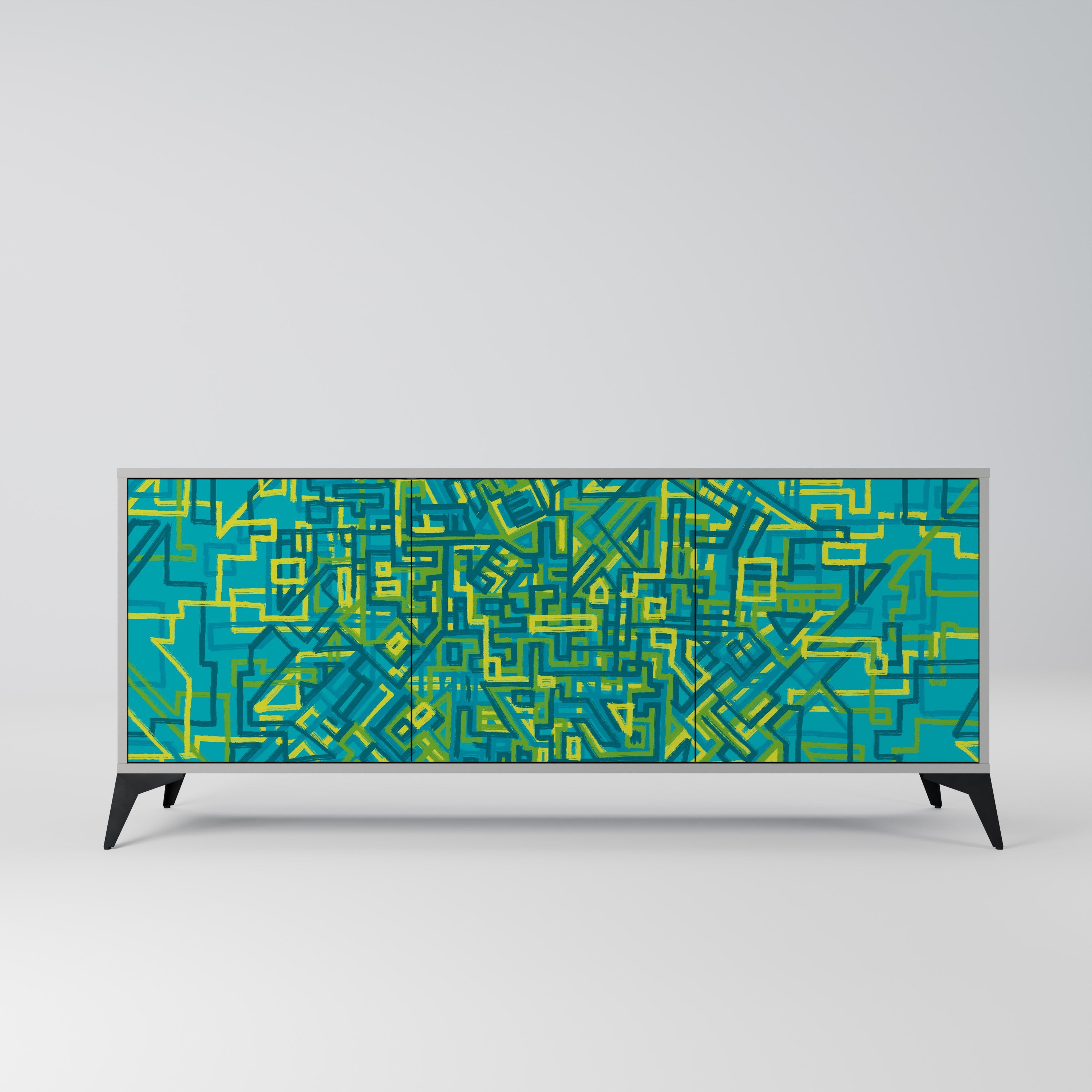 NOSTALGIC MEMORIES Aparador de 3 Portas em Acabamento Cinzento