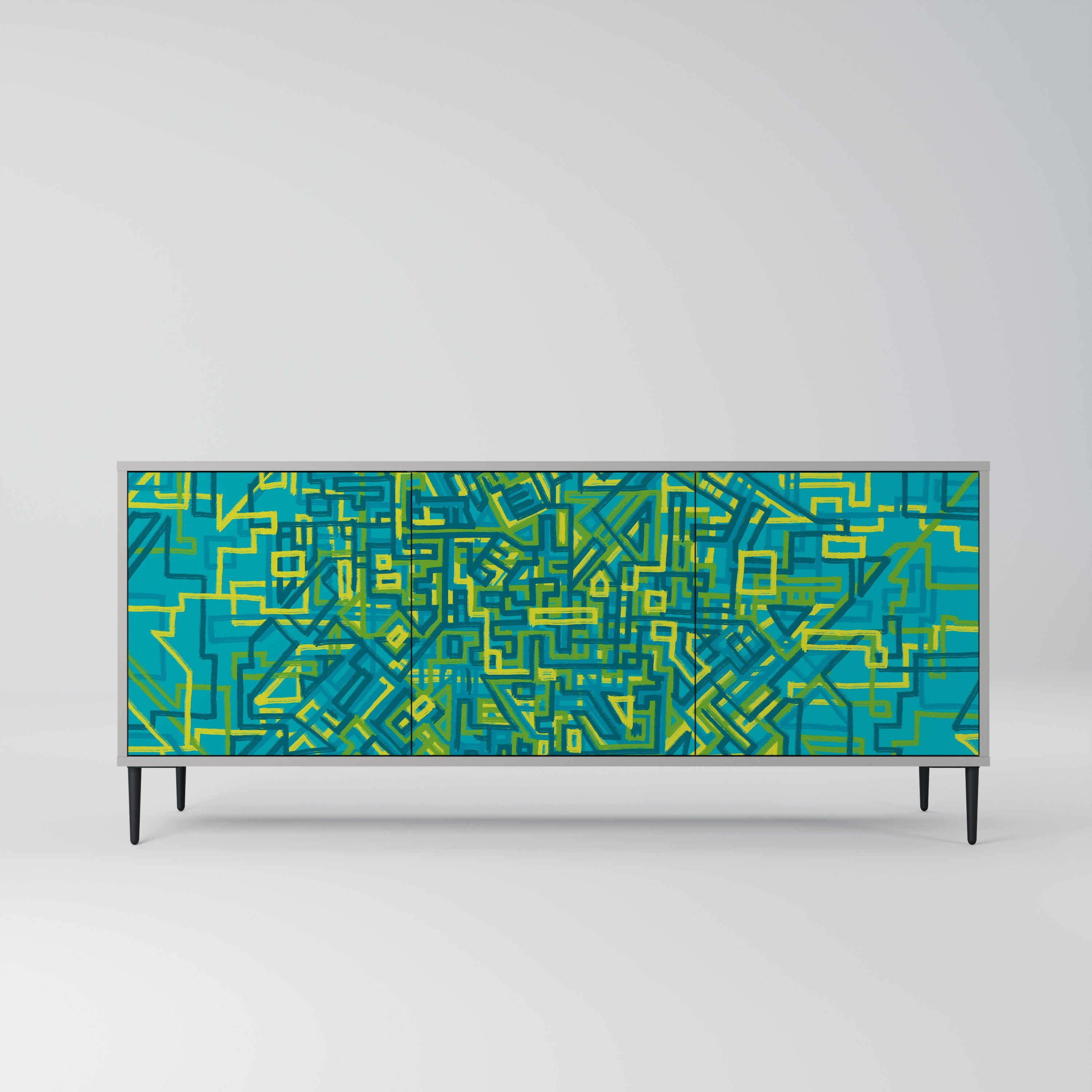 NOSTALGIC MEMORIES Aparador de 3 Portas em Acabamento Cinzento