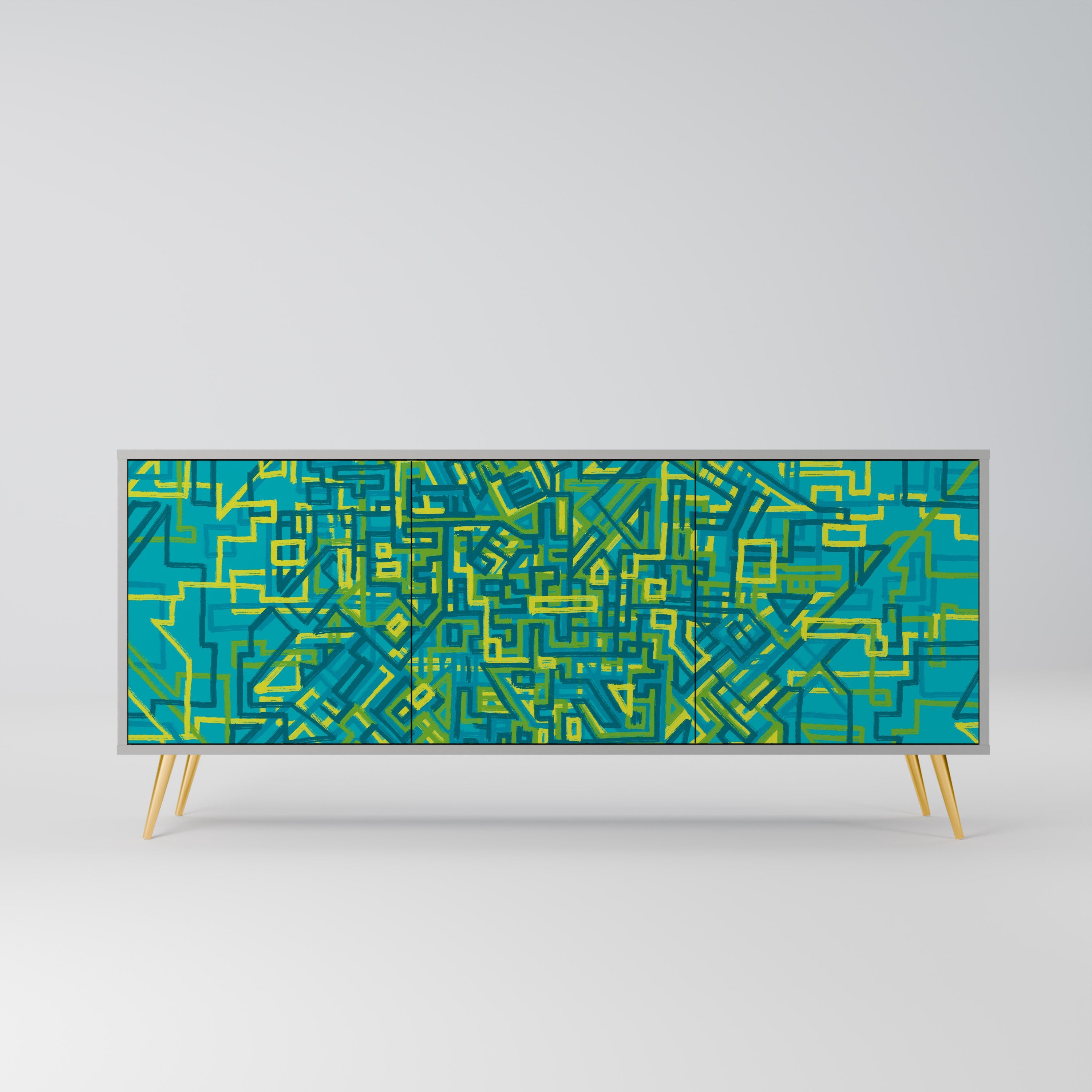 NOSTALGIC MEMORIES Aparador de 3 Portas em Acabamento Cinzento