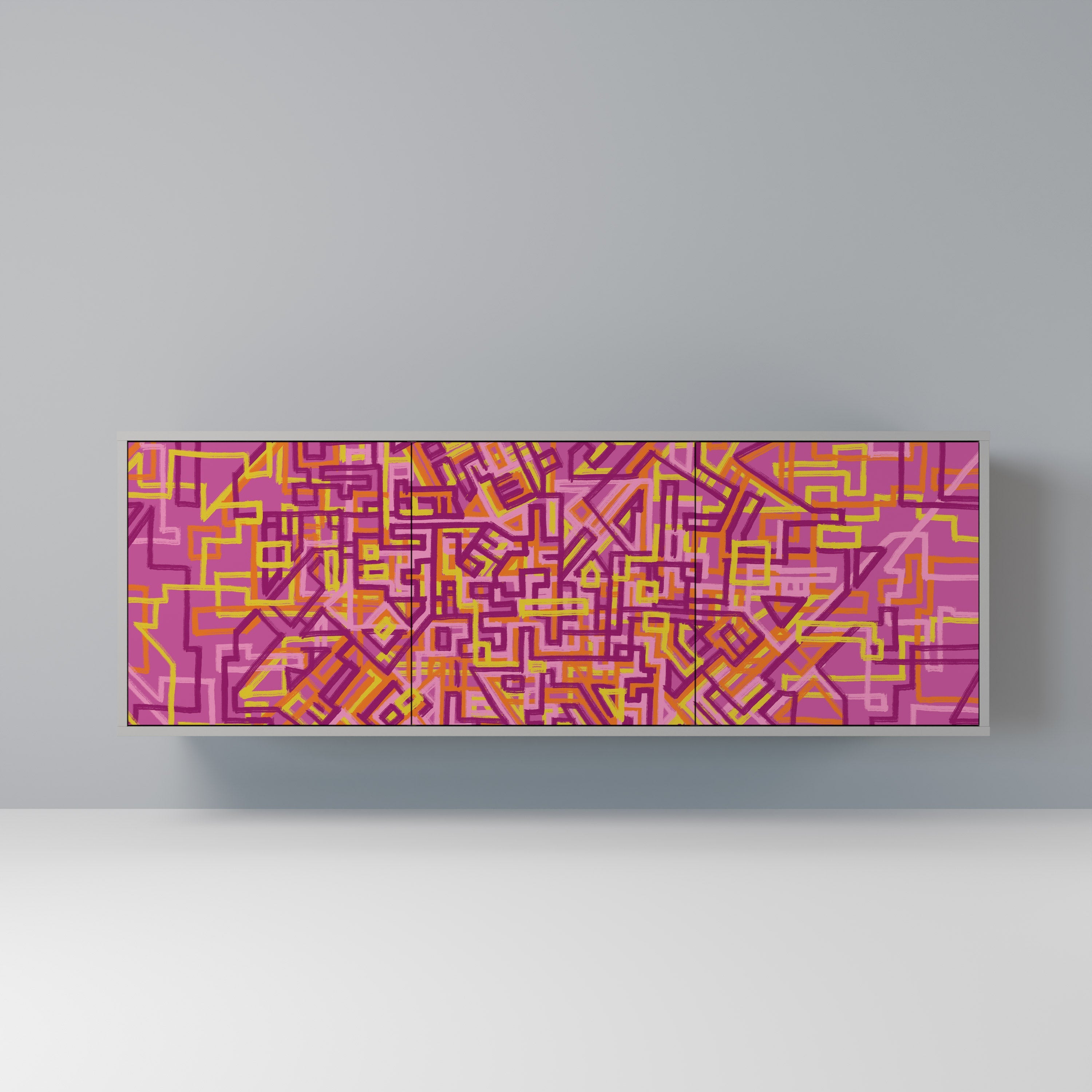 LOVELY MEMORIES Aparador de 3 Portas em Acabamento Cinzento