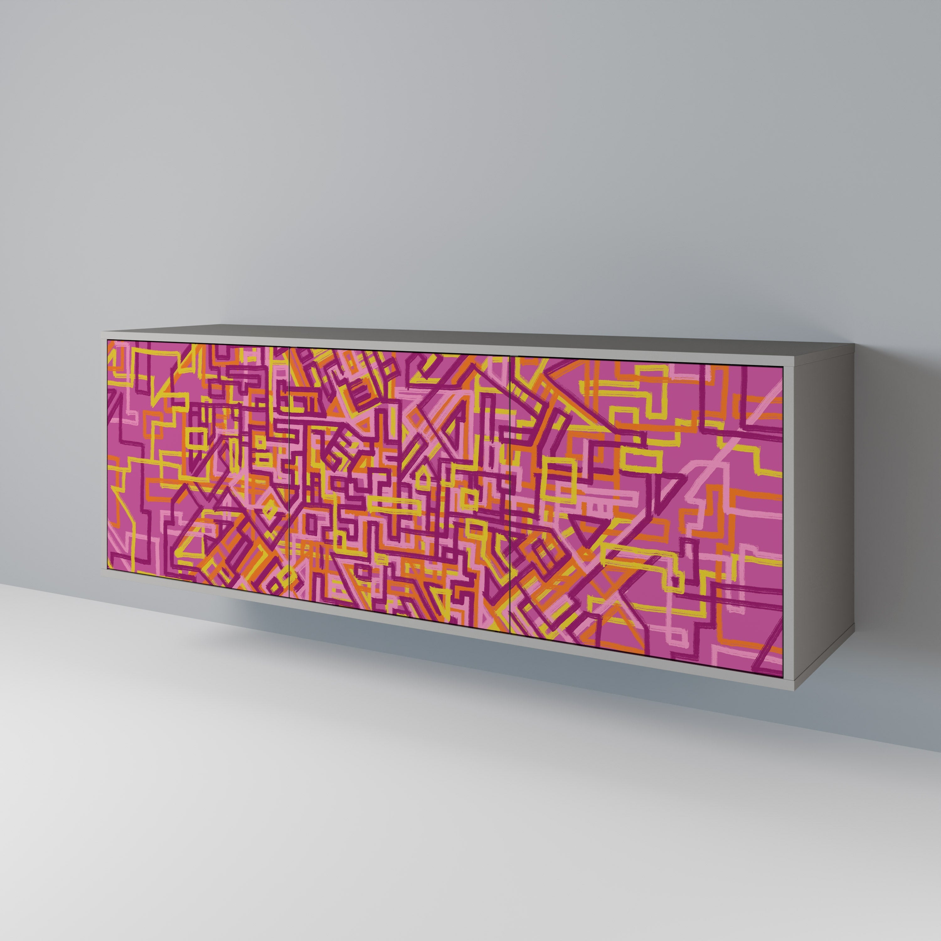 LOVELY MEMORIES Aparador de 3 Portas em Acabamento Cinzento