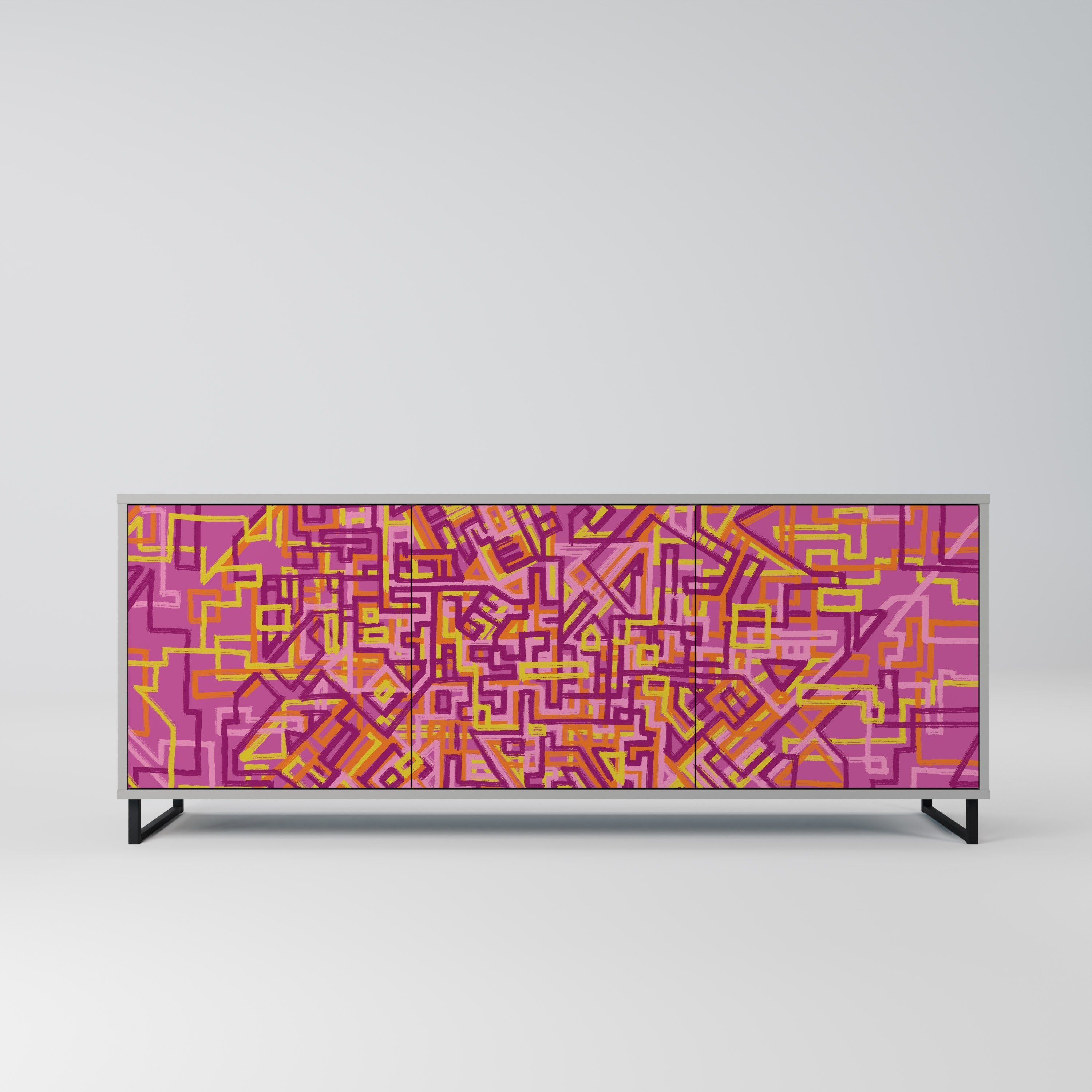 LOVELY MEMORIES Aparador de 3 Portas em Acabamento Cinzento