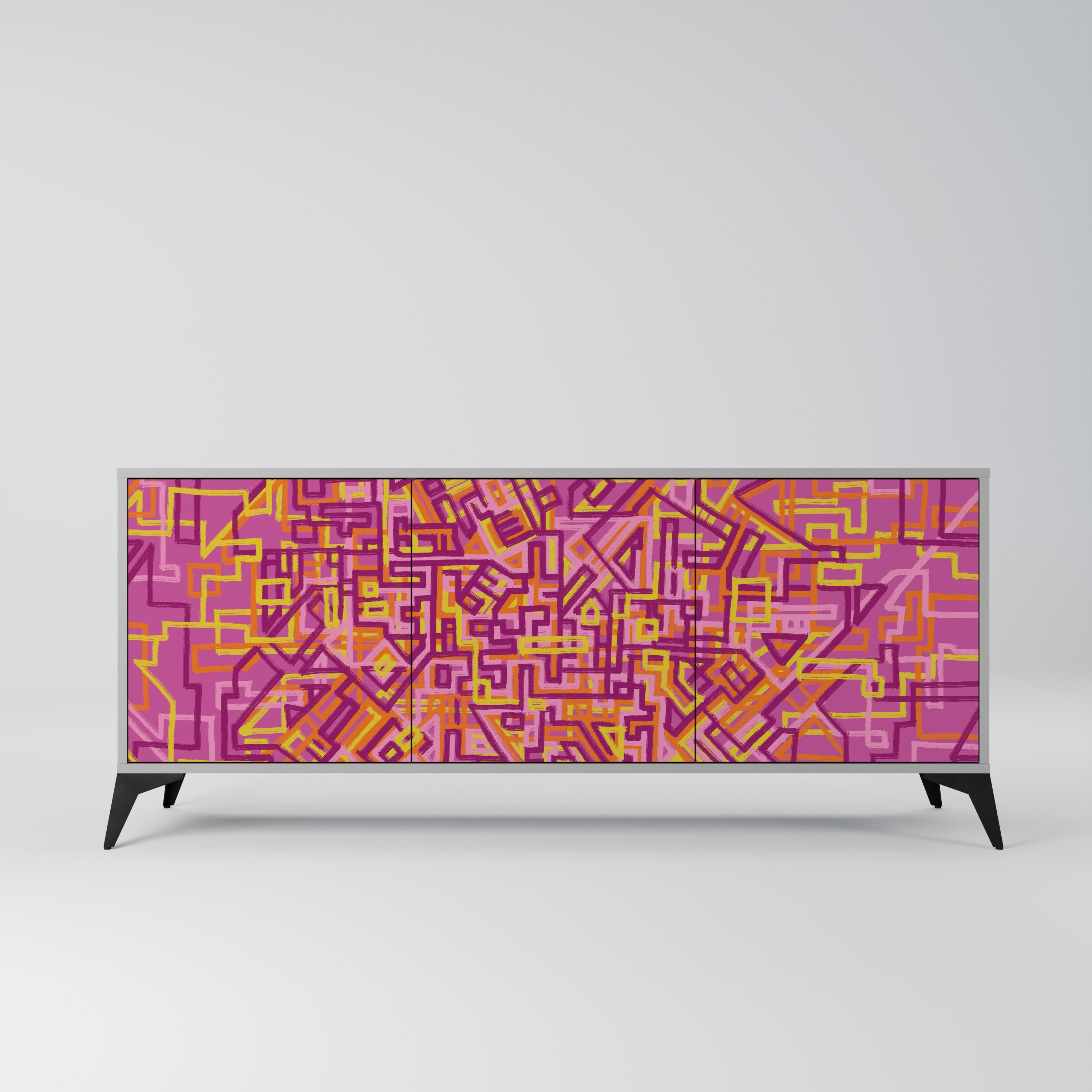 LOVELY MEMORIES Aparador de 3 Portas em Acabamento Cinzento