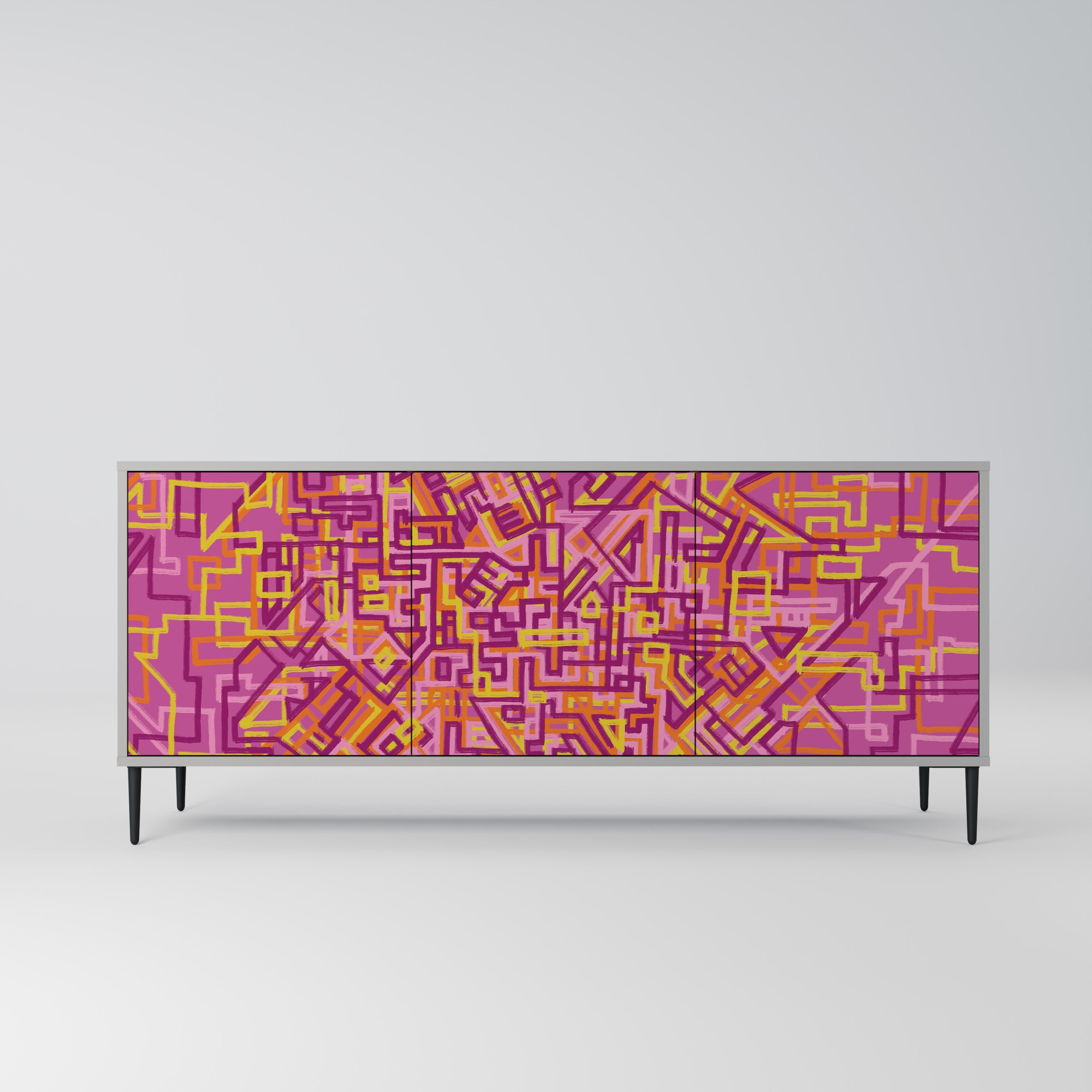 LOVELY MEMORIES Aparador de 3 Portas em Acabamento Cinzento