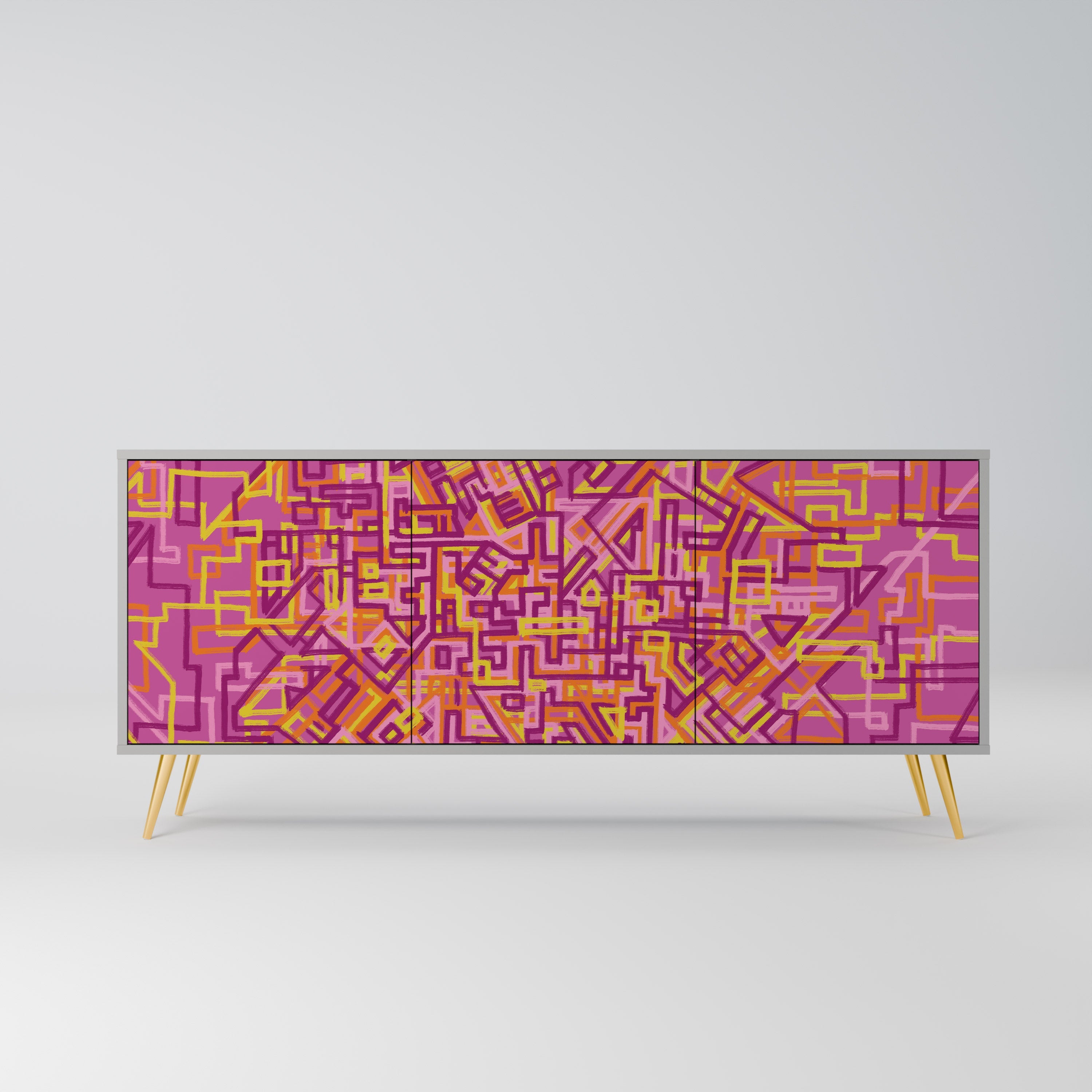 LOVELY MEMORIES Aparador de 3 Portas em Acabamento Cinzento