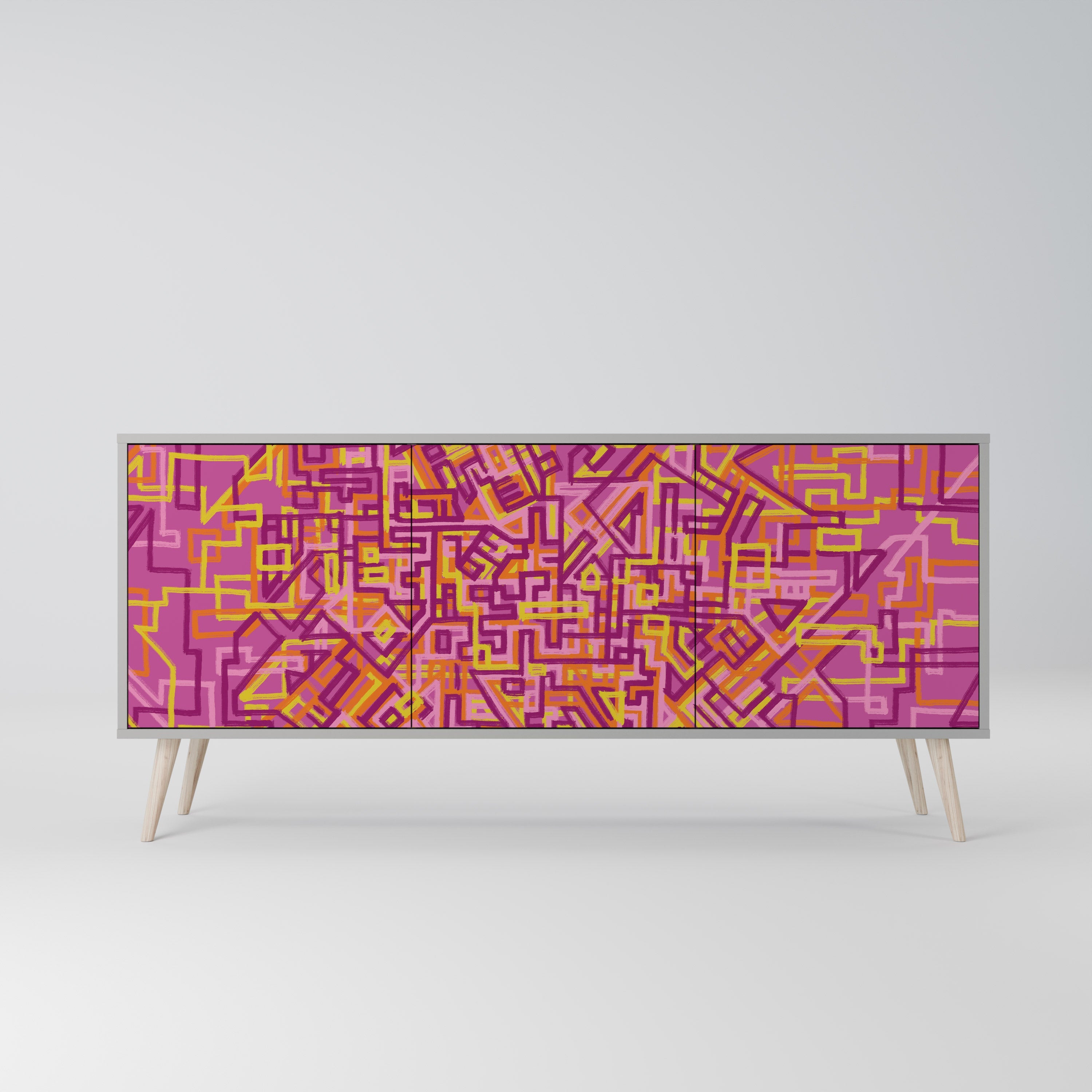 LOVELY MEMORIES Aparador de 3 Portas em Acabamento Cinzento