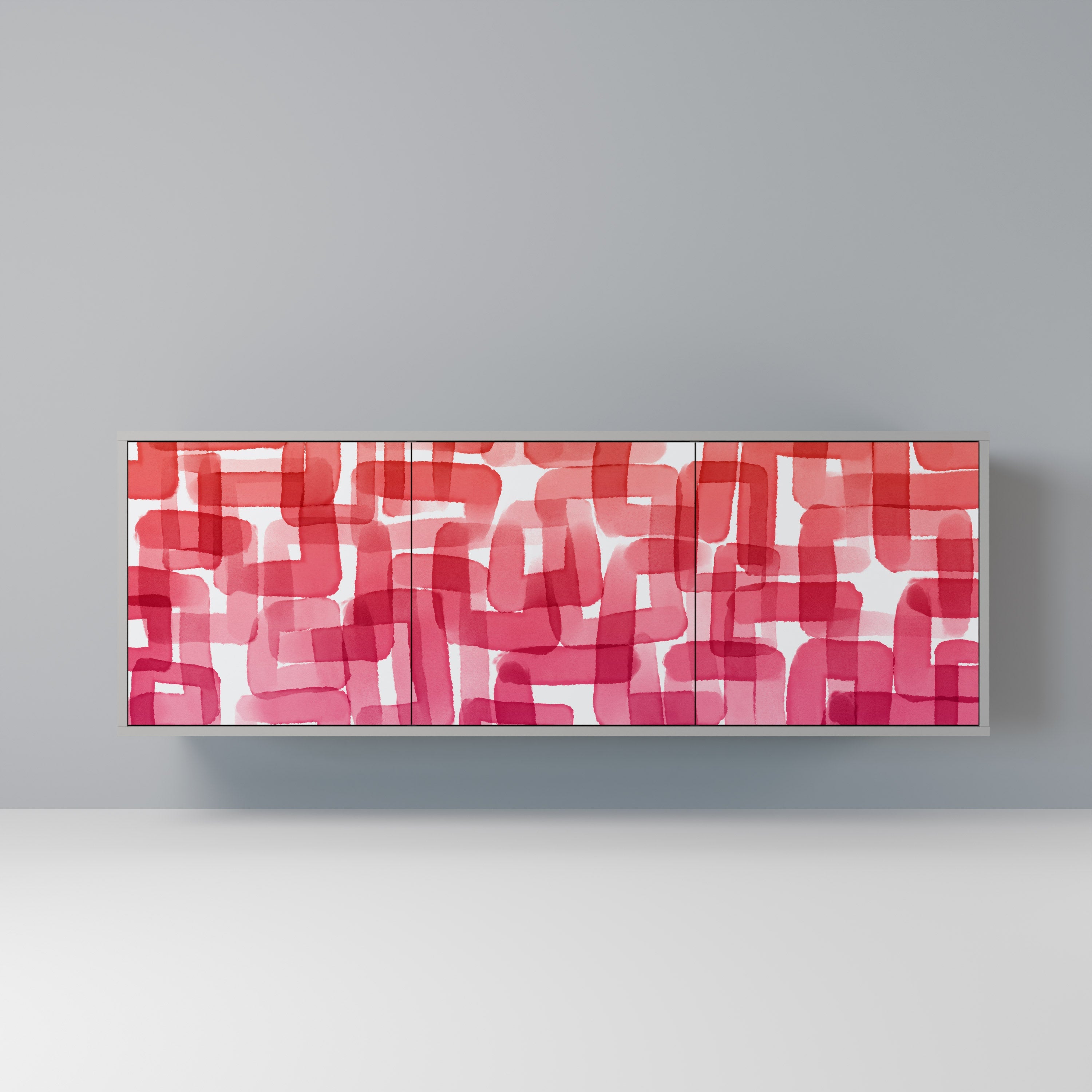 KALEIDOSCOPIC CUBISM Aparador de 3 Portas em Acabamento Cinzento