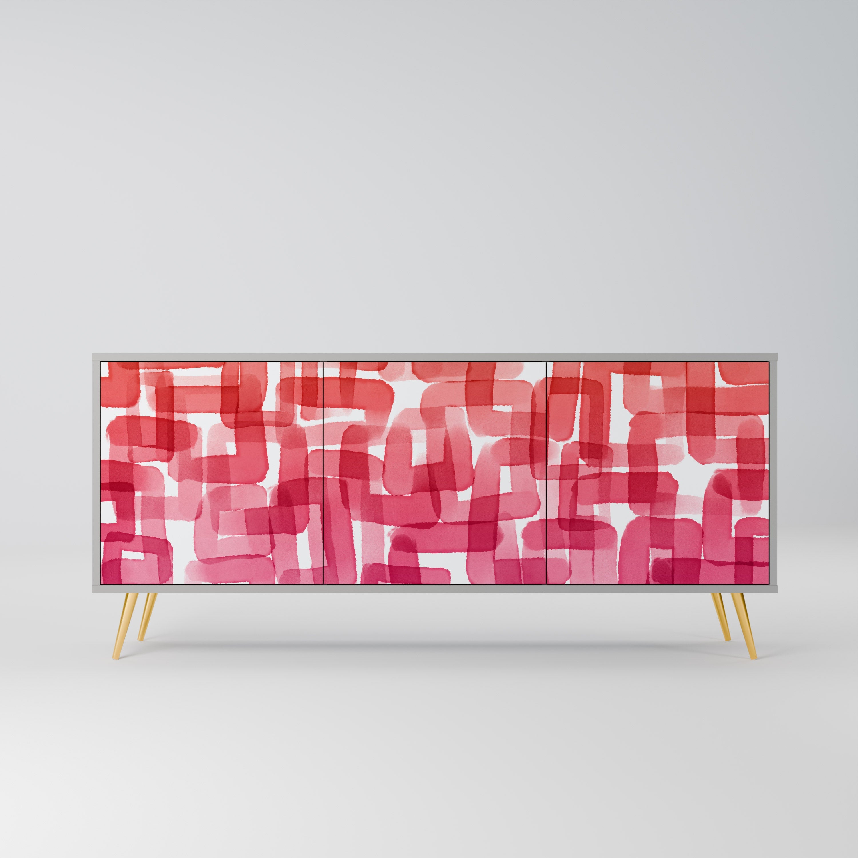 KALEIDOSCOPIC CUBISM Aparador de 3 Portas em Acabamento Cinzento