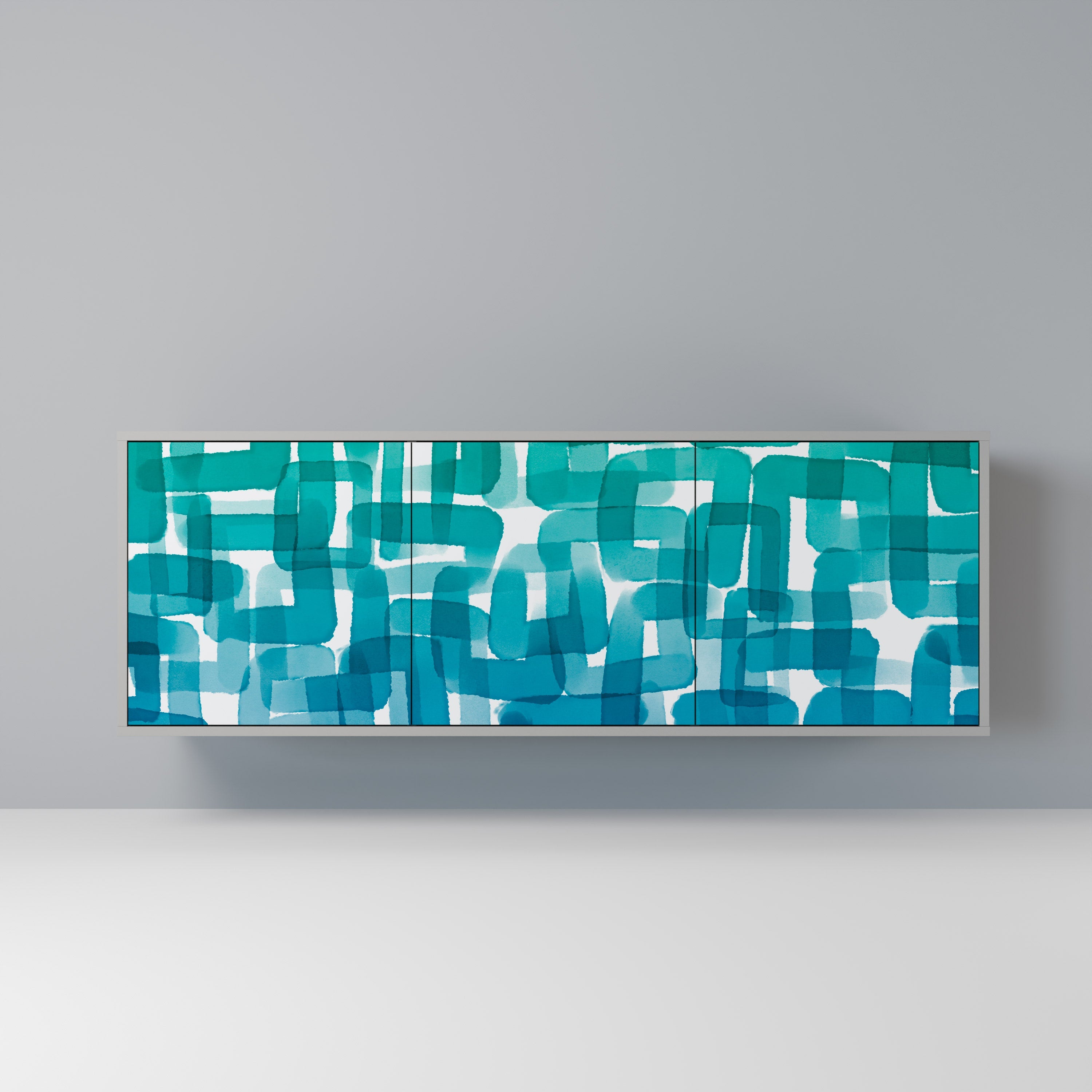 TURQUOISE RECTANGLES Aparador de 3 Portas em Acabamento Cinzento