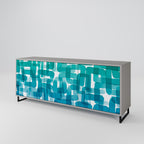 TURQUOISE RECTANGLES 3-Door Sideboard in Grey Finish