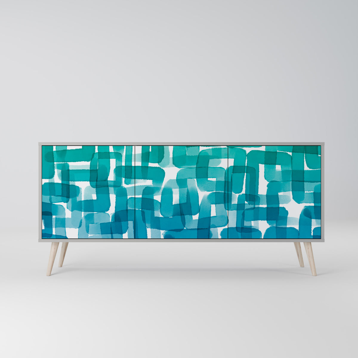 TURQUOISE RECTANGLES Aparador de 3 Portas
