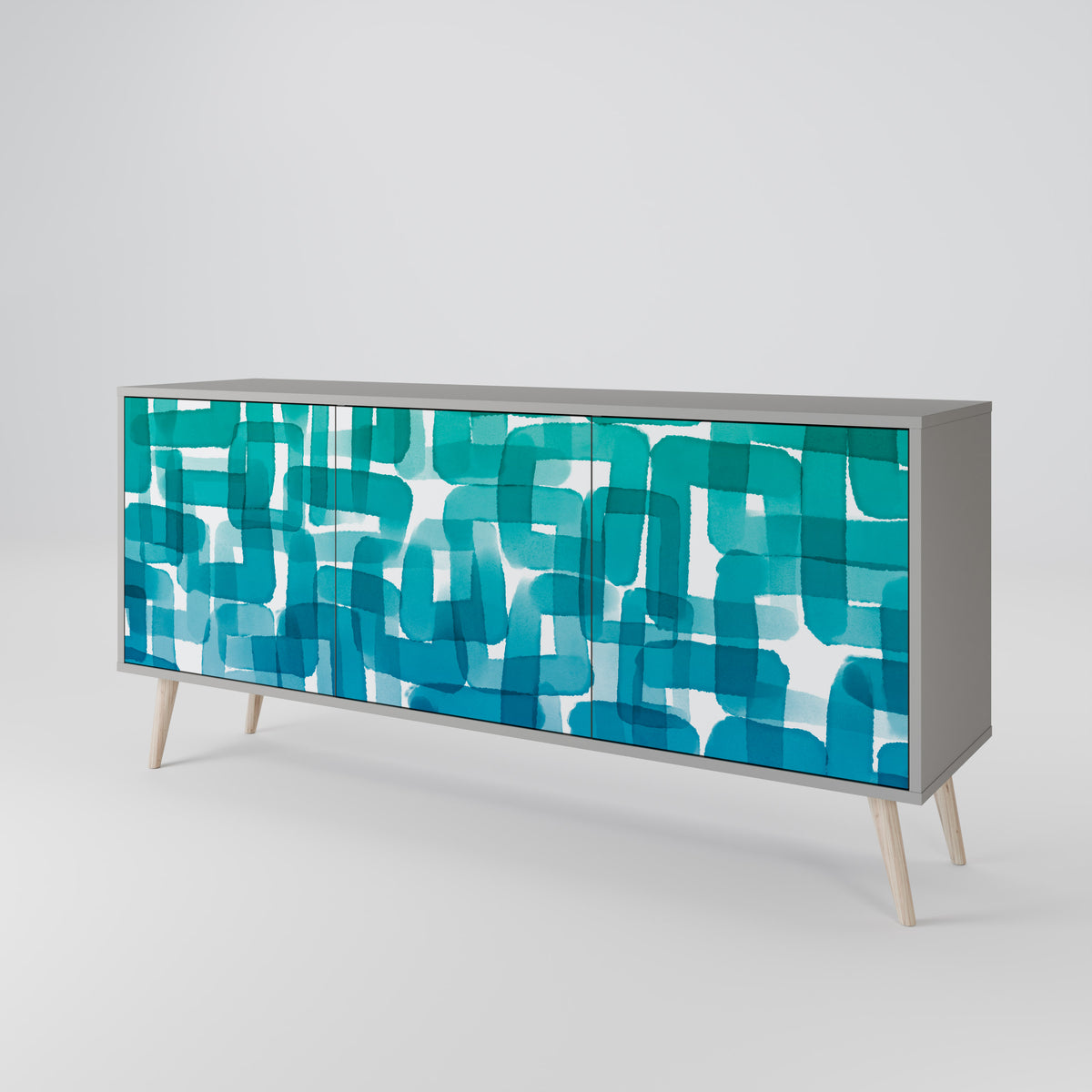 TURQUOISE RECTANGLES Aparador de 3 Portas