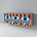 ABSTRACTION AND GEOMETRY Aparador de 3 Portas em Acabamento Cinzento