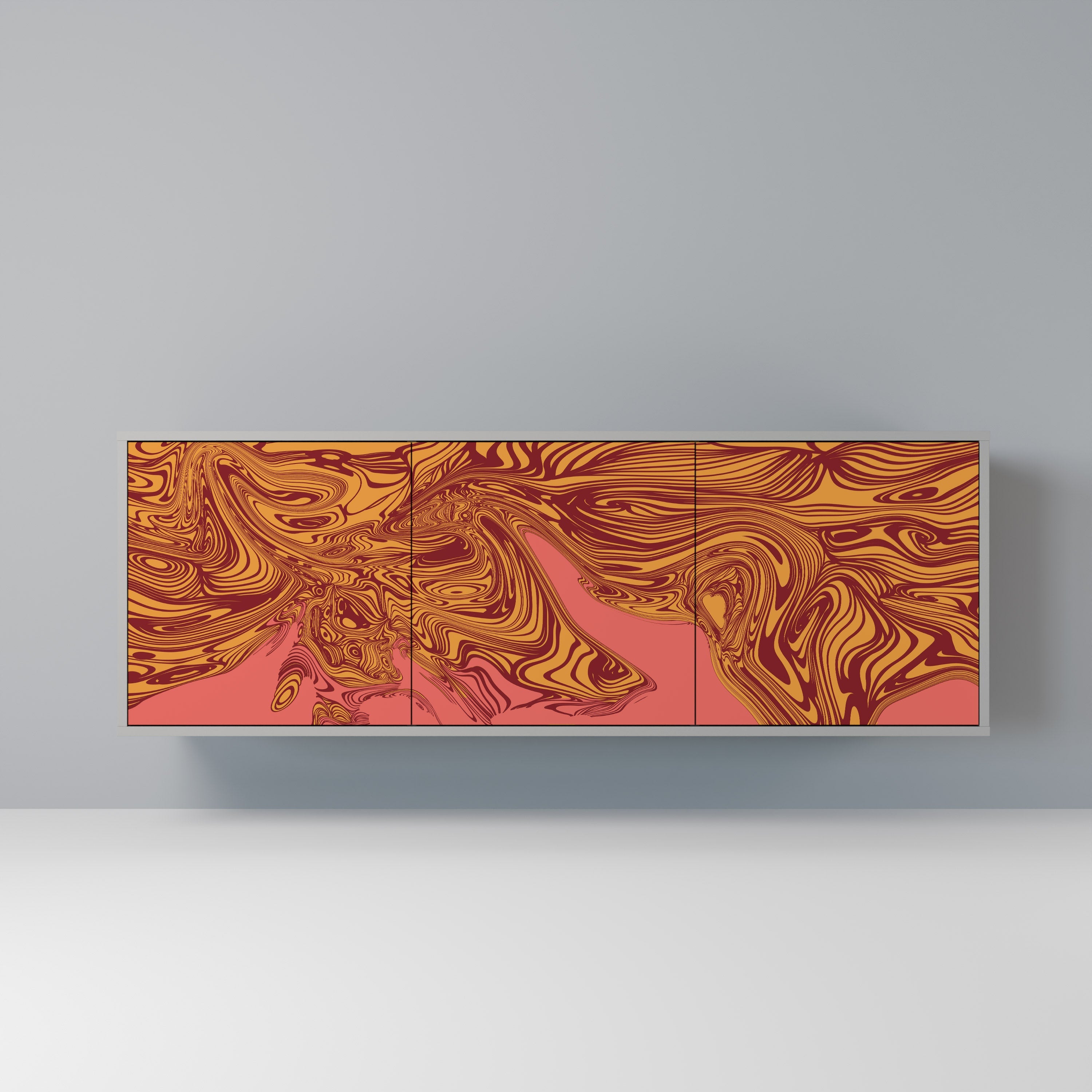 FLOATING THOUGHTS Aparador de 3 Portas em Acabamento Cinzento