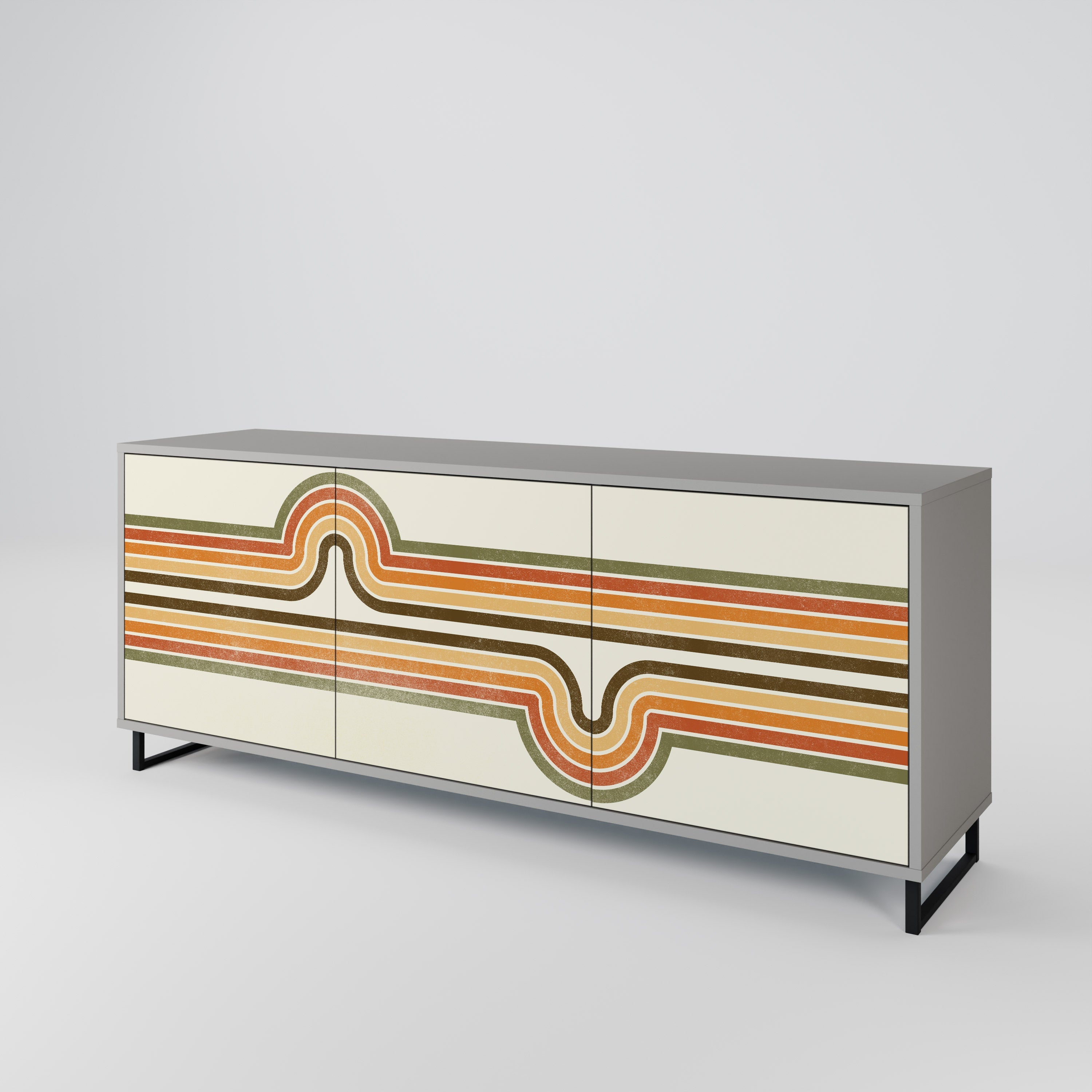 EXCEPTIONAL STREAM 3-Door Sideboard in Grey Finish