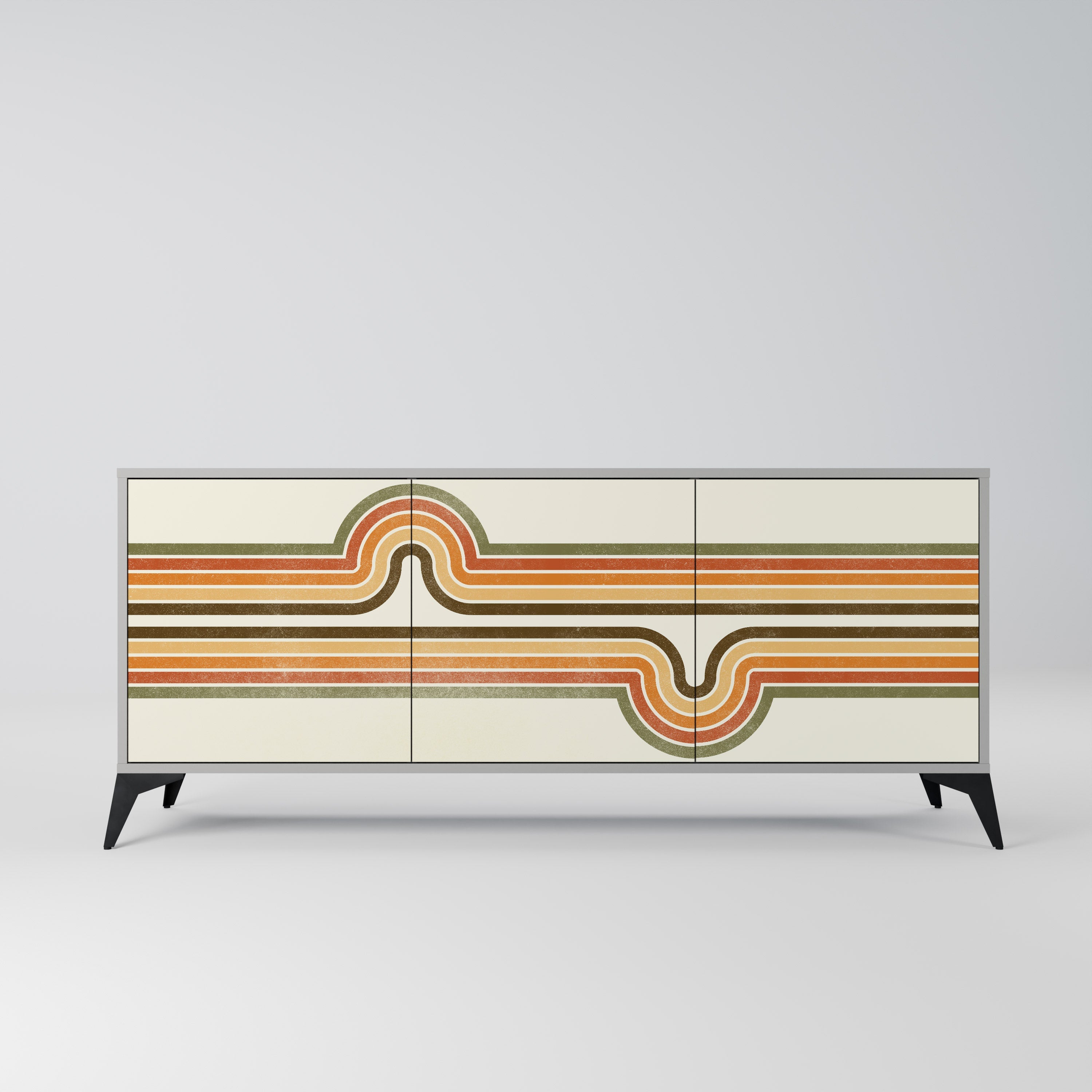 EXCEPTIONAL STREAM Aparador de 3 Portas em Acabamento Cinzento