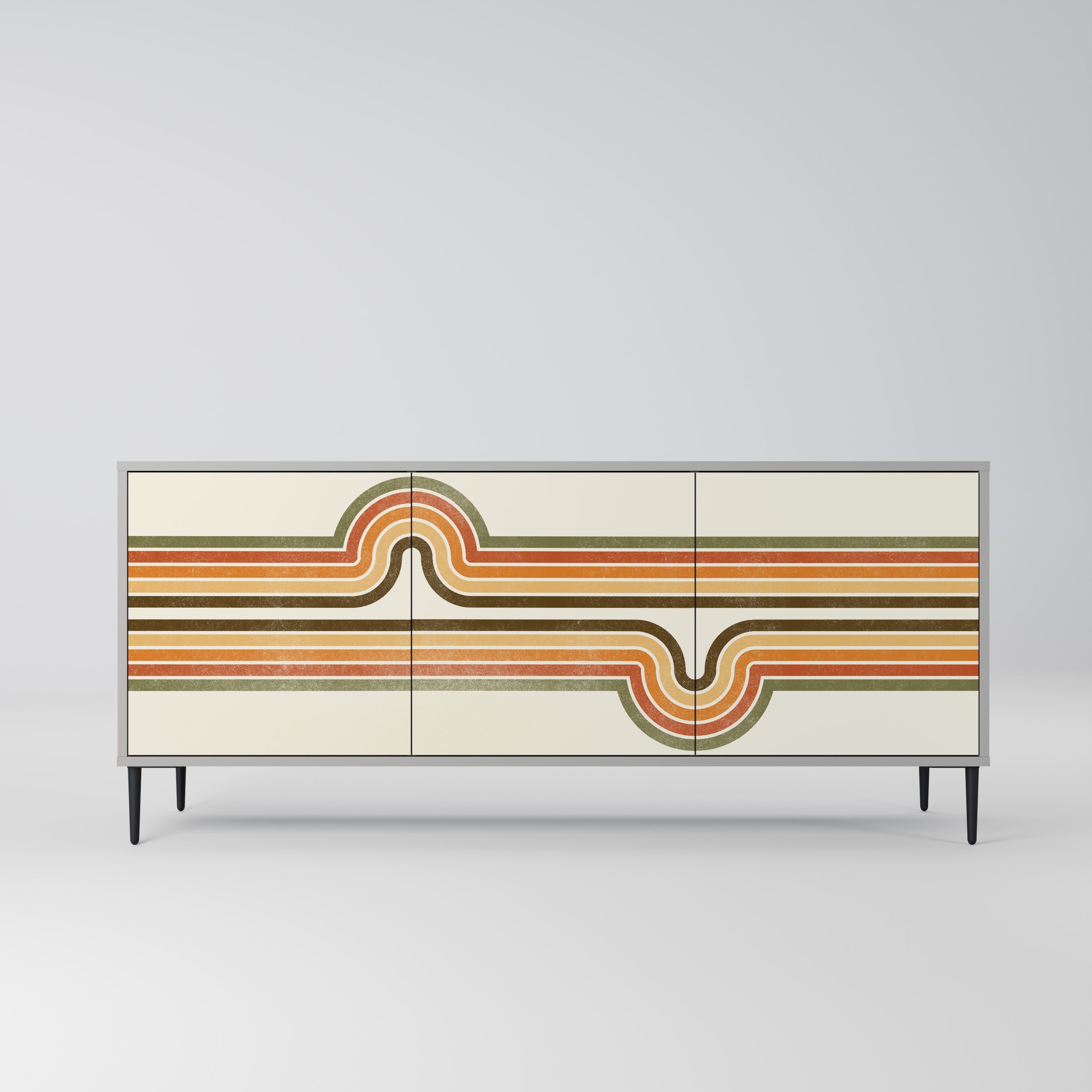 EXCEPTIONAL STREAM Aparador de 3 Portas em Acabamento Cinzento