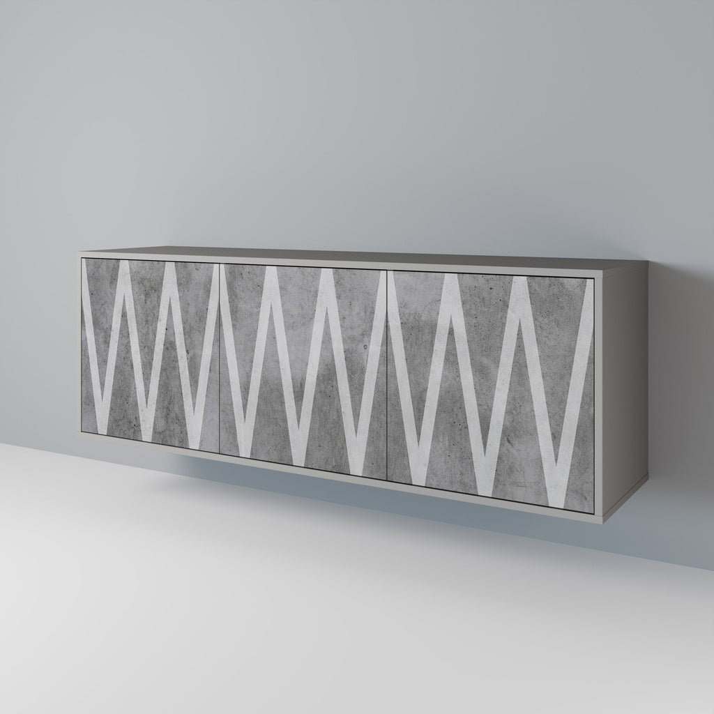 SOLID ZIG ZAG Aparador de 3 Portas em Acabamento Cinzento