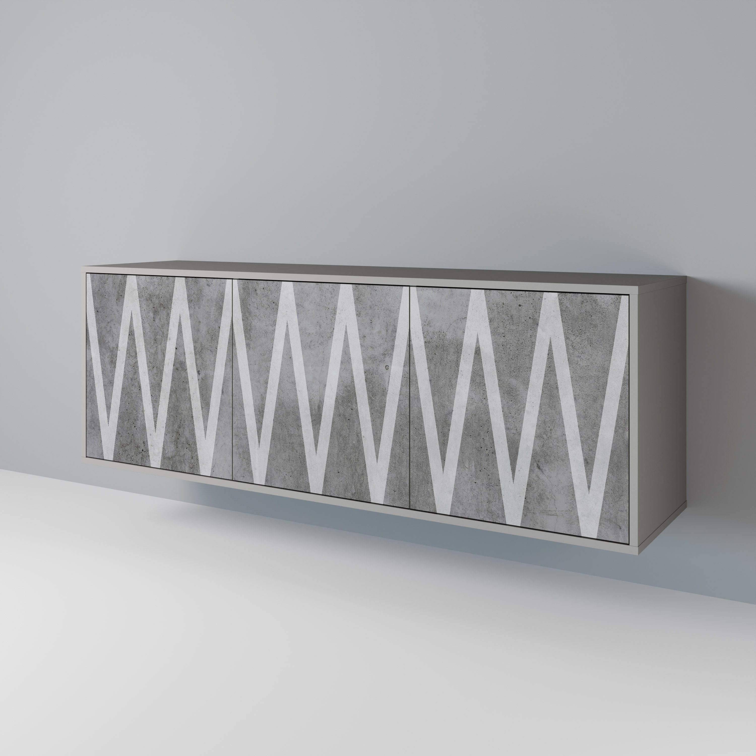 SOLID ZIG ZAG Aparador de 3 Portas em Acabamento Cinzento