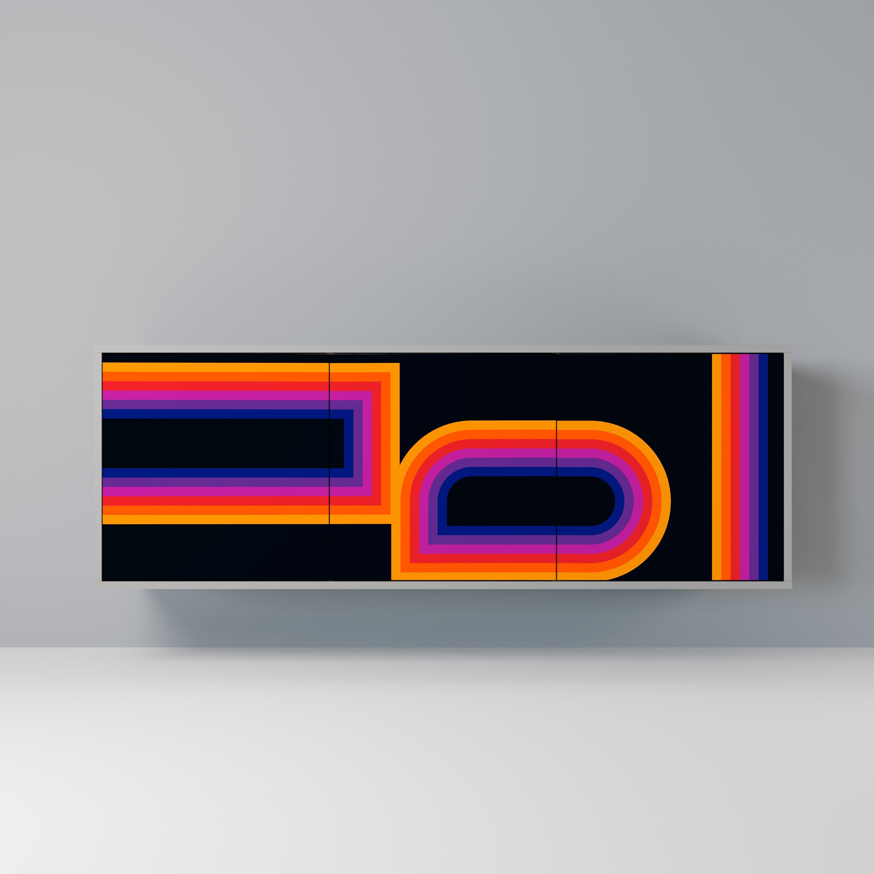 BLINDED BY THE LIGHTS Aparador de 3 Portas em Acabamento Cinzento