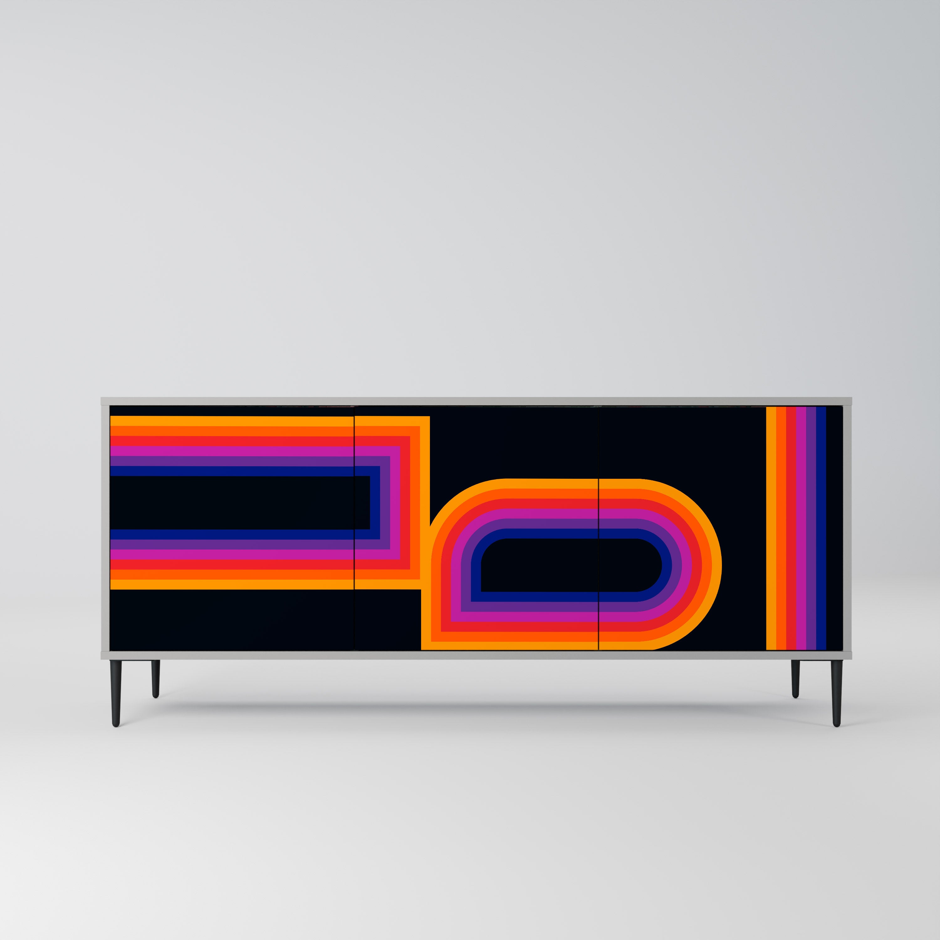 BLINDED BY THE LIGHTS Aparador de 3 Portas em Acabamento Cinzento