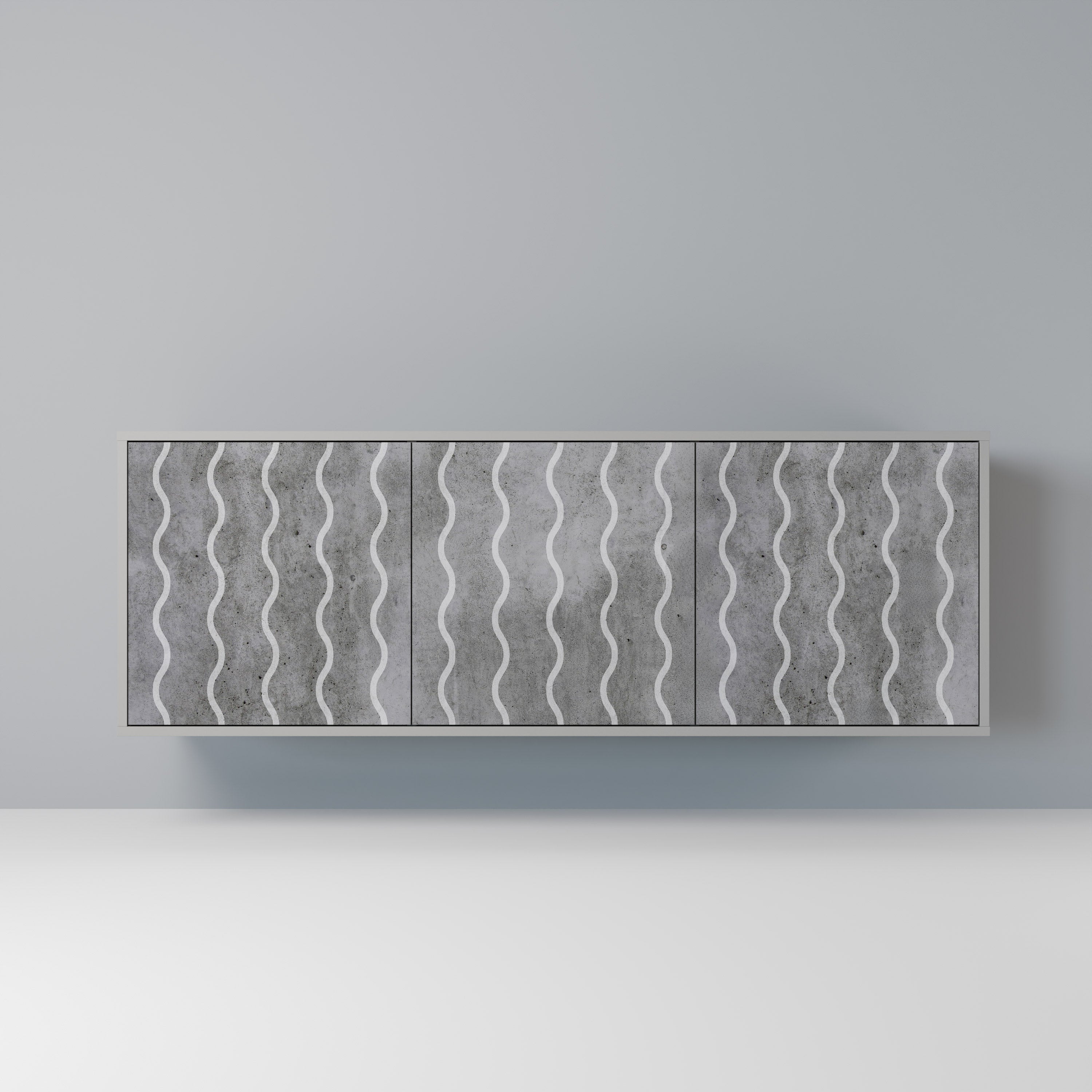 WAVES OF CONCRETE 3-Door Sideboard in Grey Finish