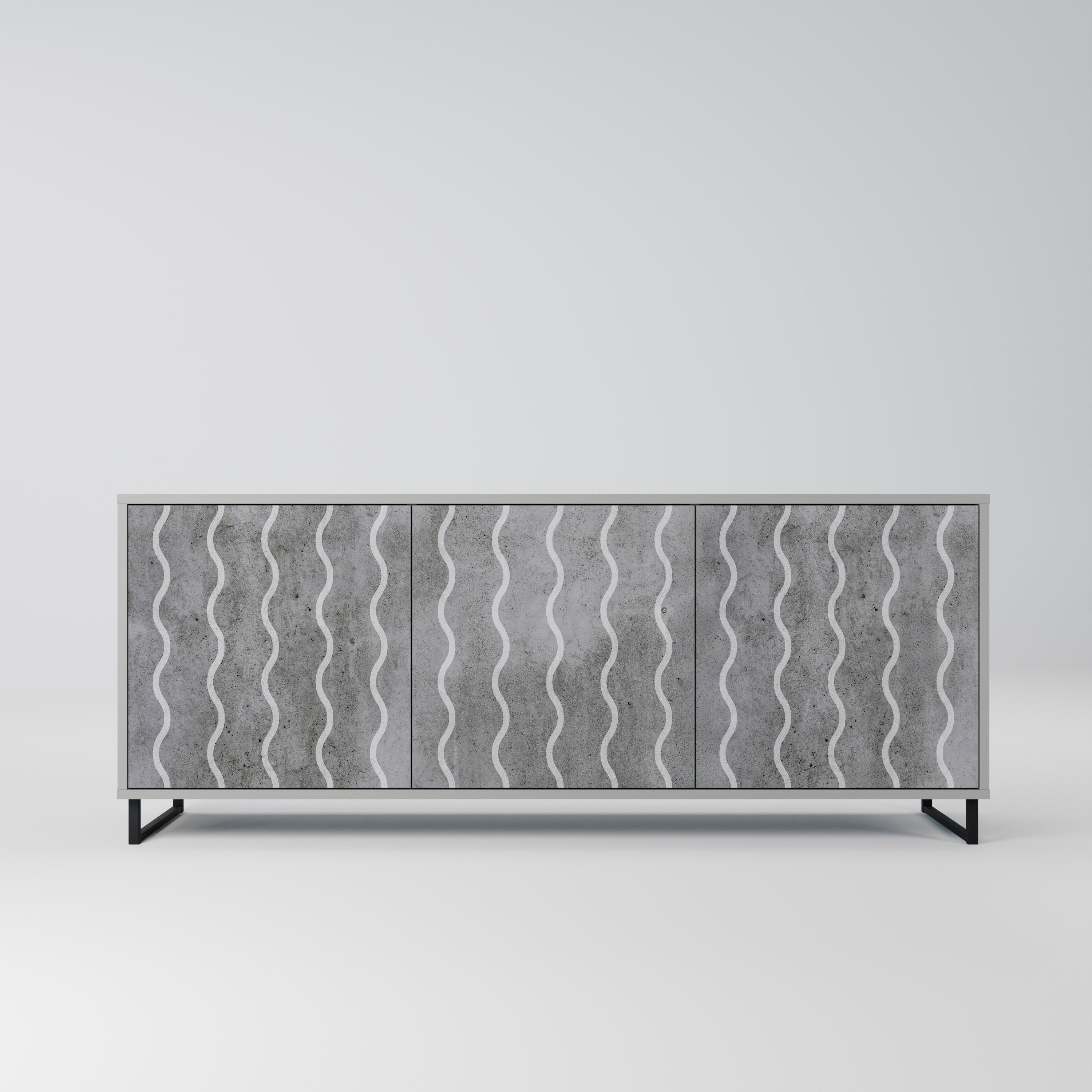 WAVES OF CONCRETE 3-Door Sideboard in Grey Finish