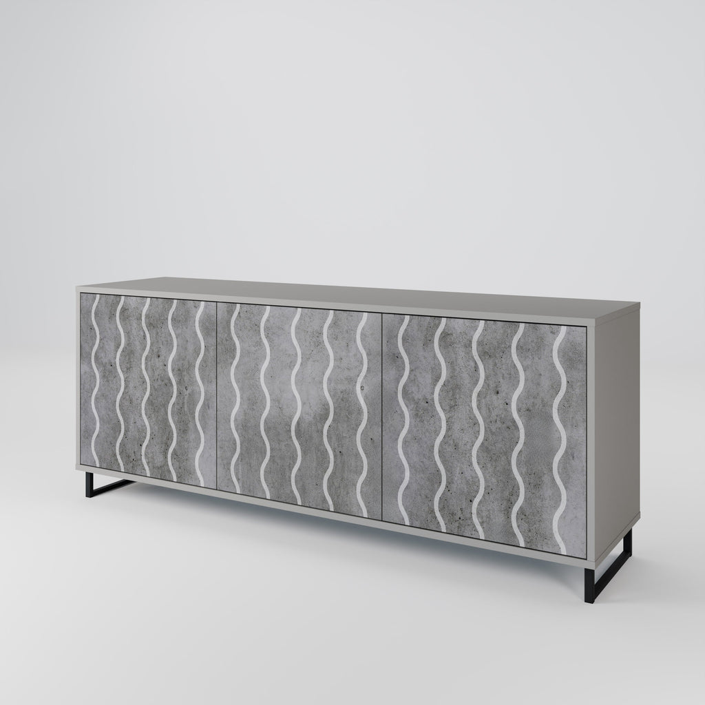 WAVES OF CONCRETE 3-Door Sideboard in Grey Finish