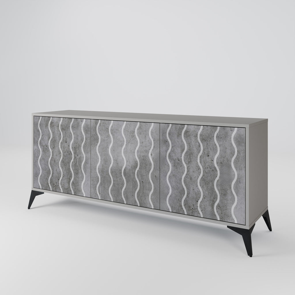 WAVES OF CONCRETE 3-Door Sideboard in Grey Finish