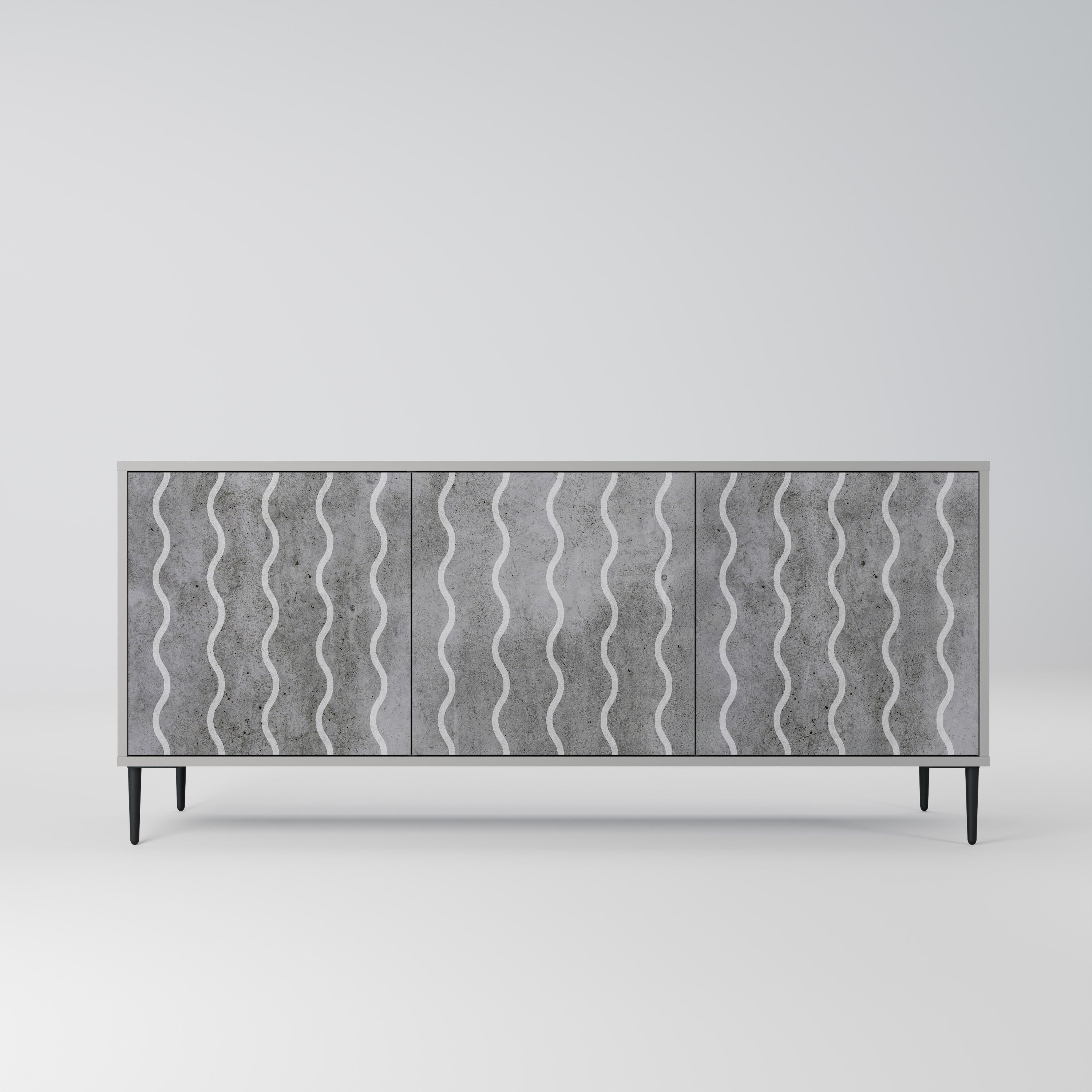 WAVES OF CONCRETE 3-Door Sideboard in Grey Finish
