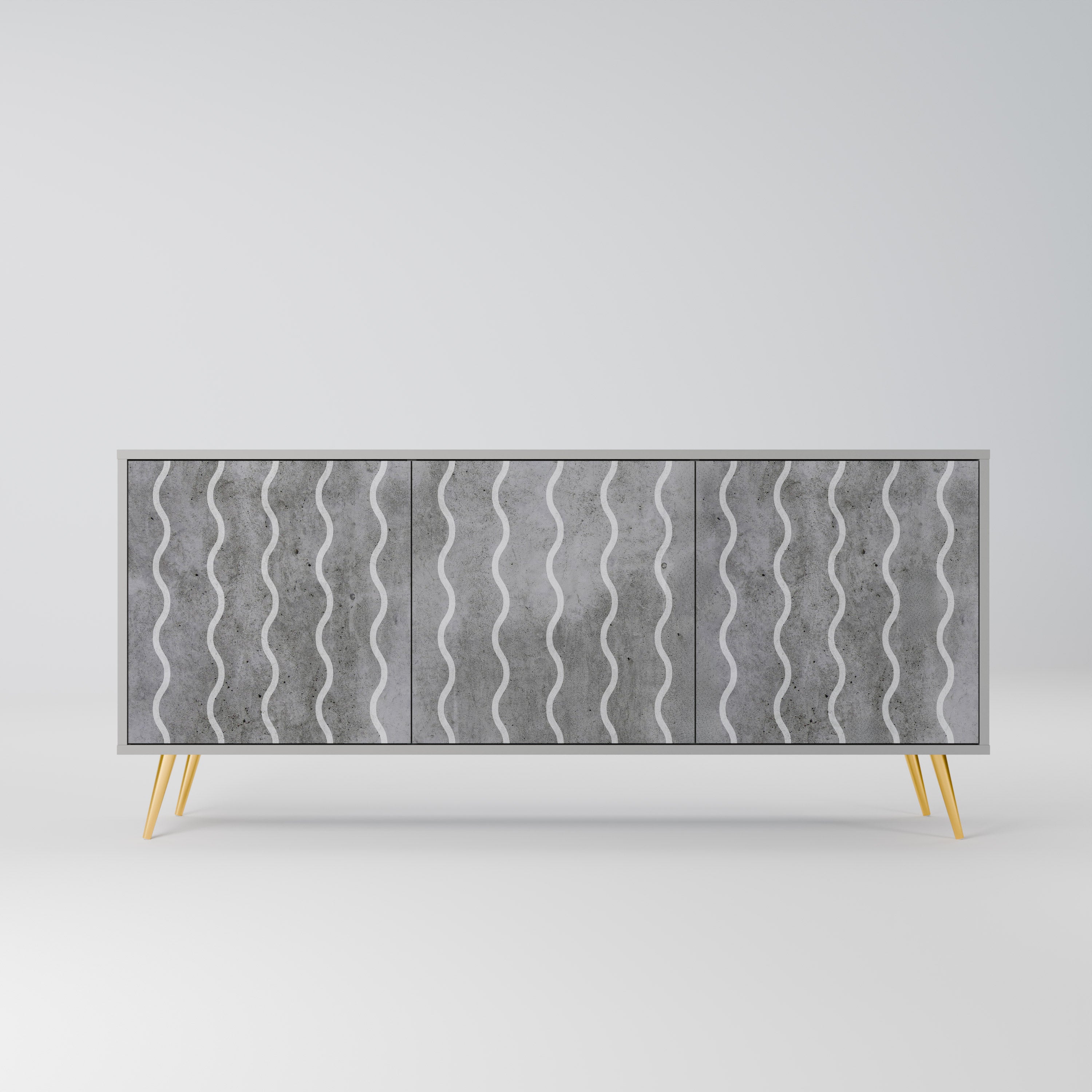 WAVES OF CONCRETE 3-Door Sideboard in Grey Finish