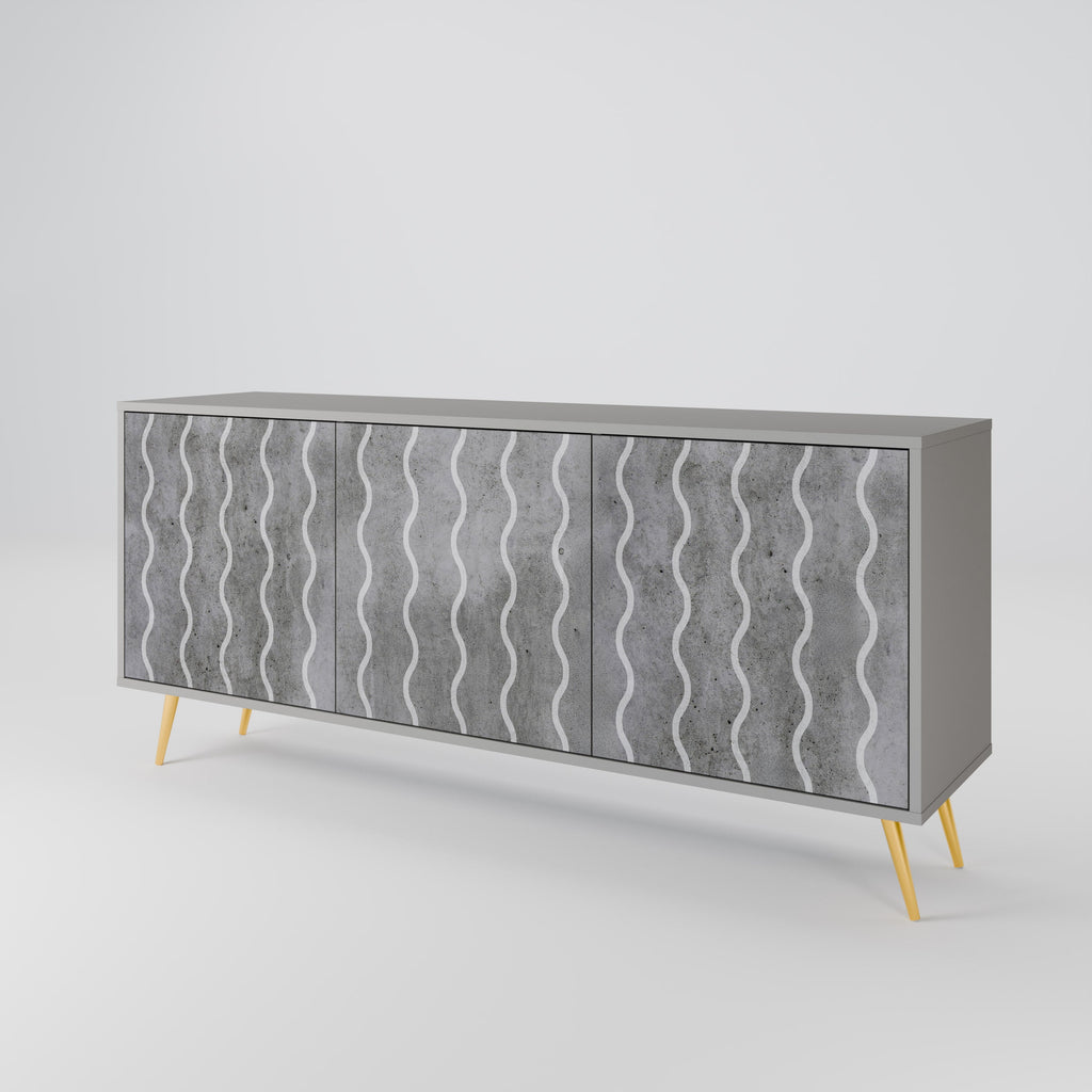 WAVES OF CONCRETE 3-Door Sideboard in Grey Finish