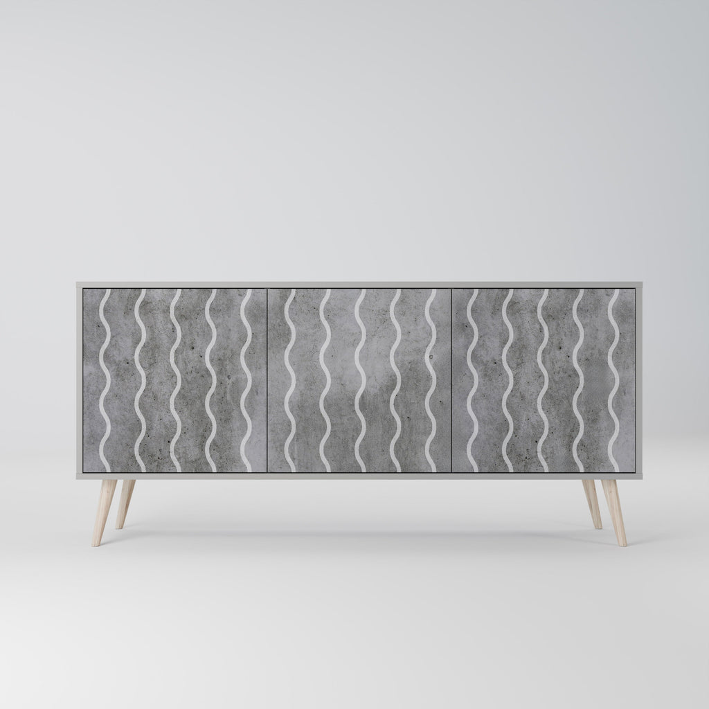WAVES OF CONCRETE 3-Door Sideboard in Grey Finish