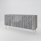 WAVES OF CONCRETE 3-Door Sideboard in Grey Finish