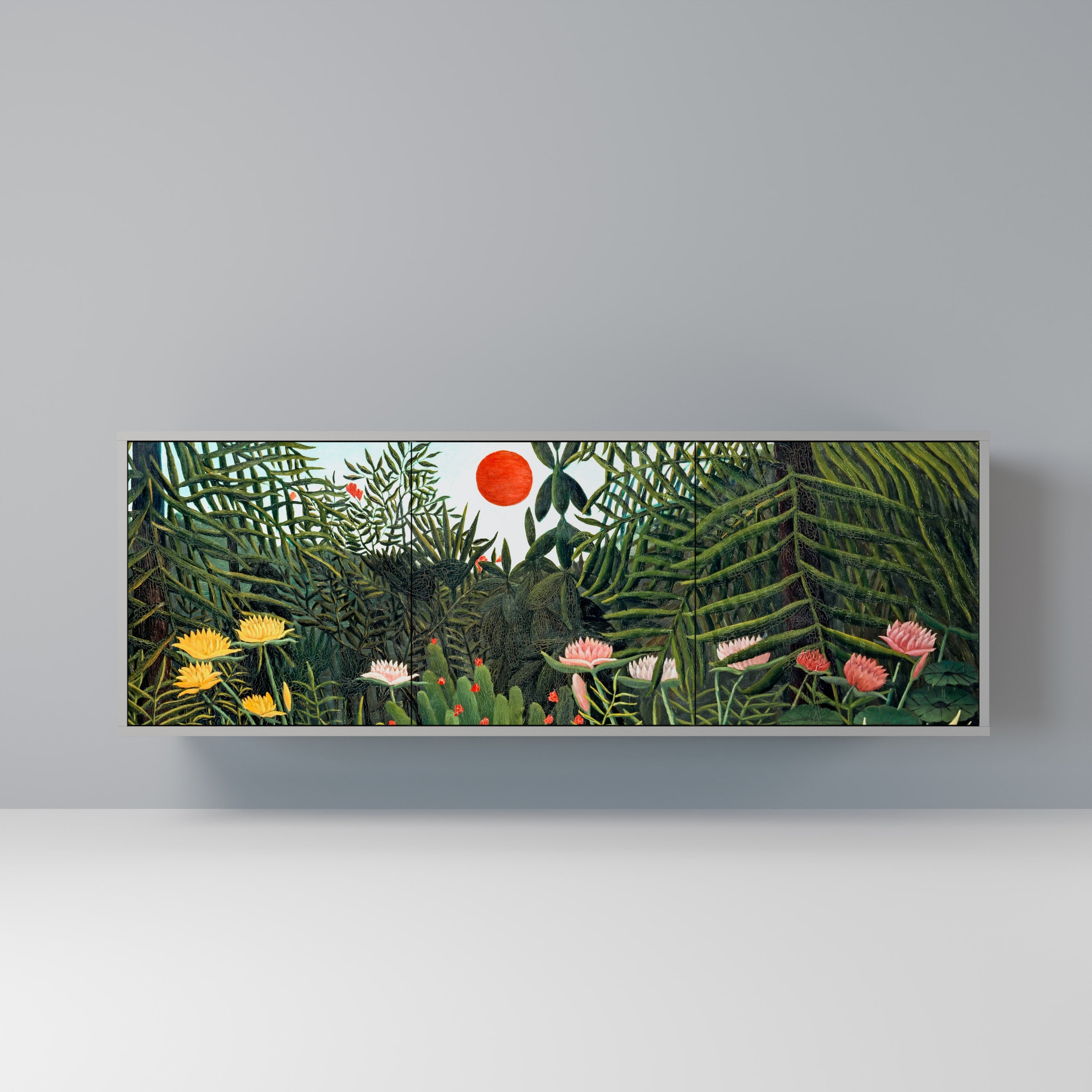 VIRGIN FOREST WITH SUNSET 3-Door Sideboard in Grey Finish