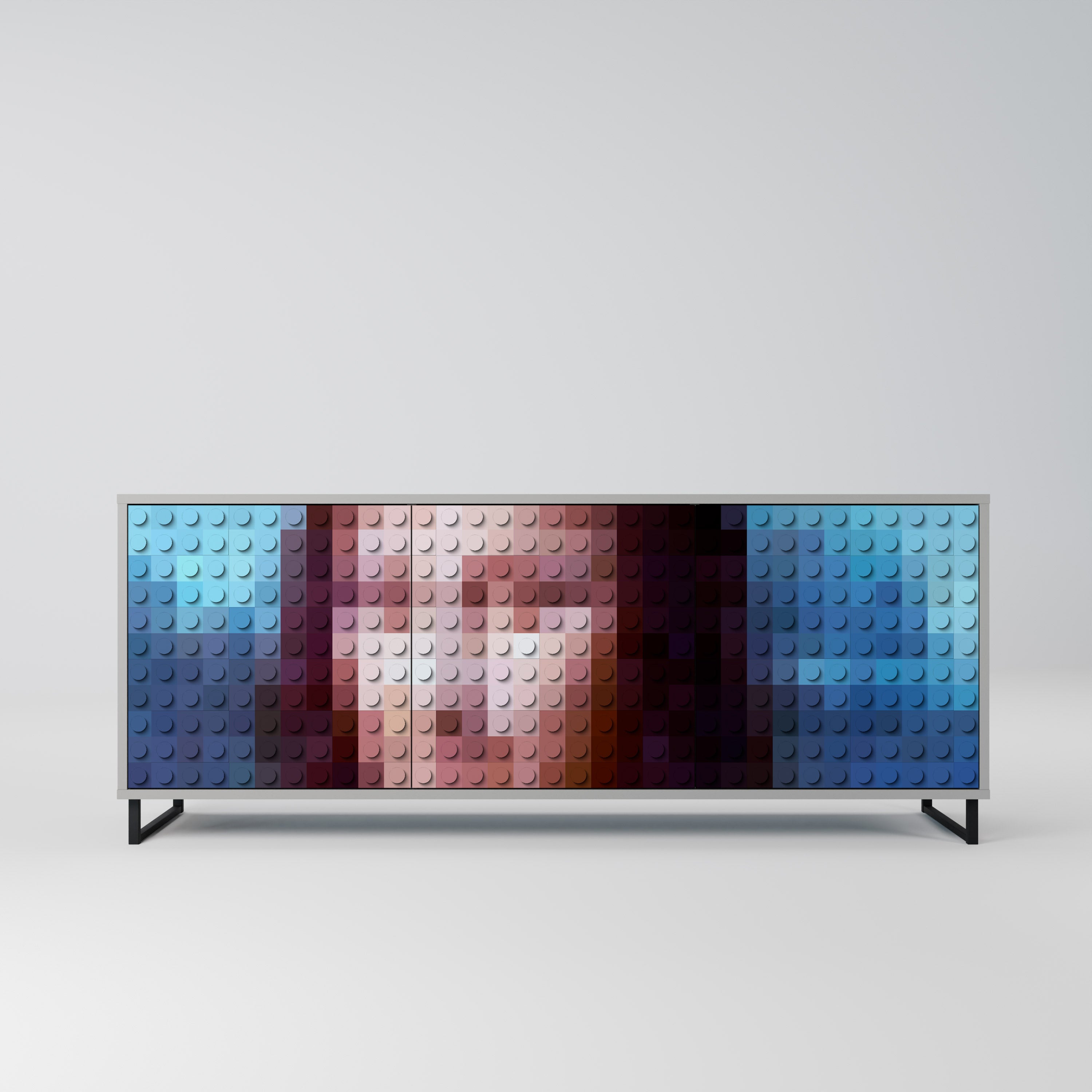 CONSTRUCTIVE ART 3-Door Sideboard in Grey Finish