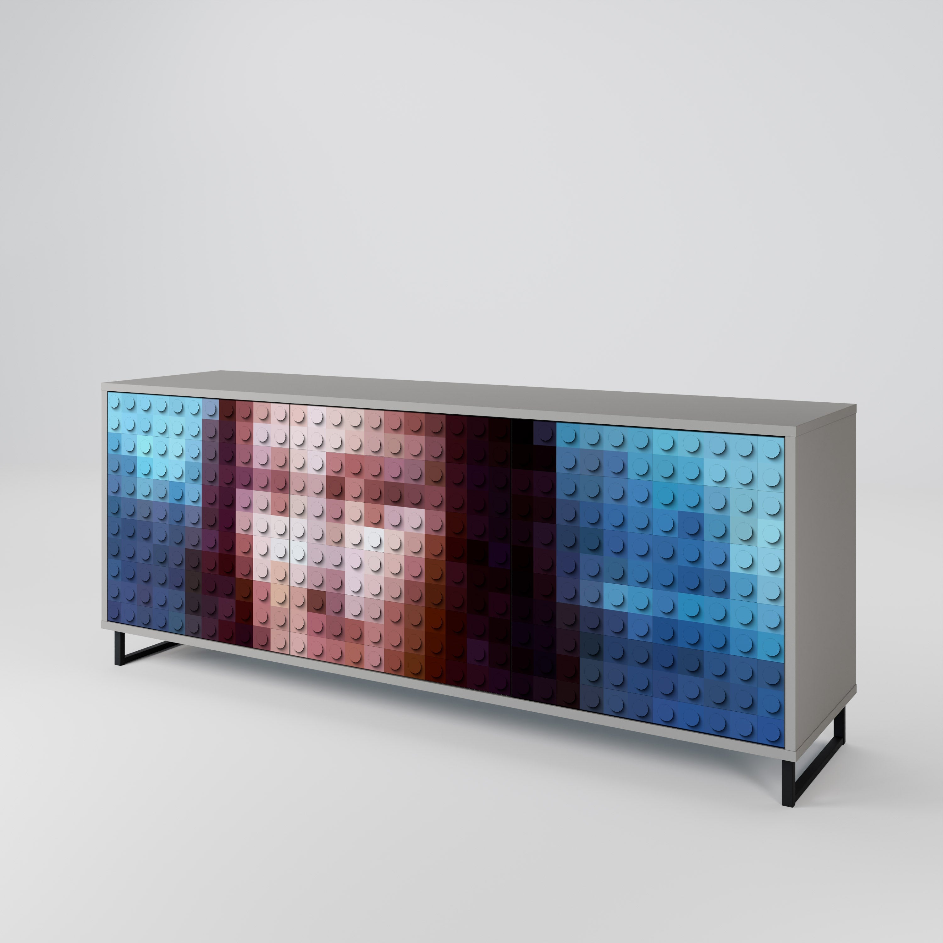 CONSTRUCTIVE ART Aparador de 3 Portas em Acabamento Cinzento