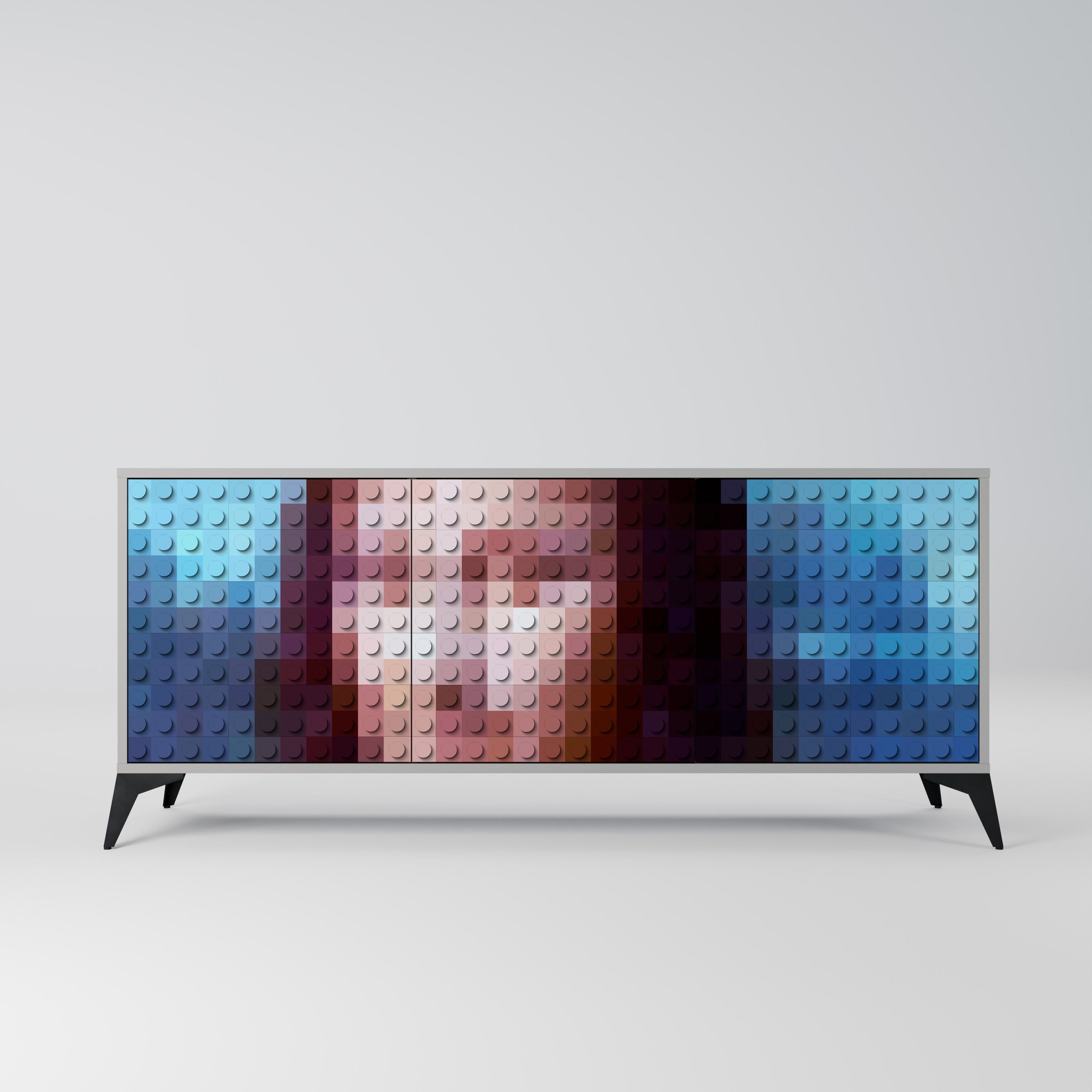 CONSTRUCTIVE ART 3-Door Sideboard in Grey Finish