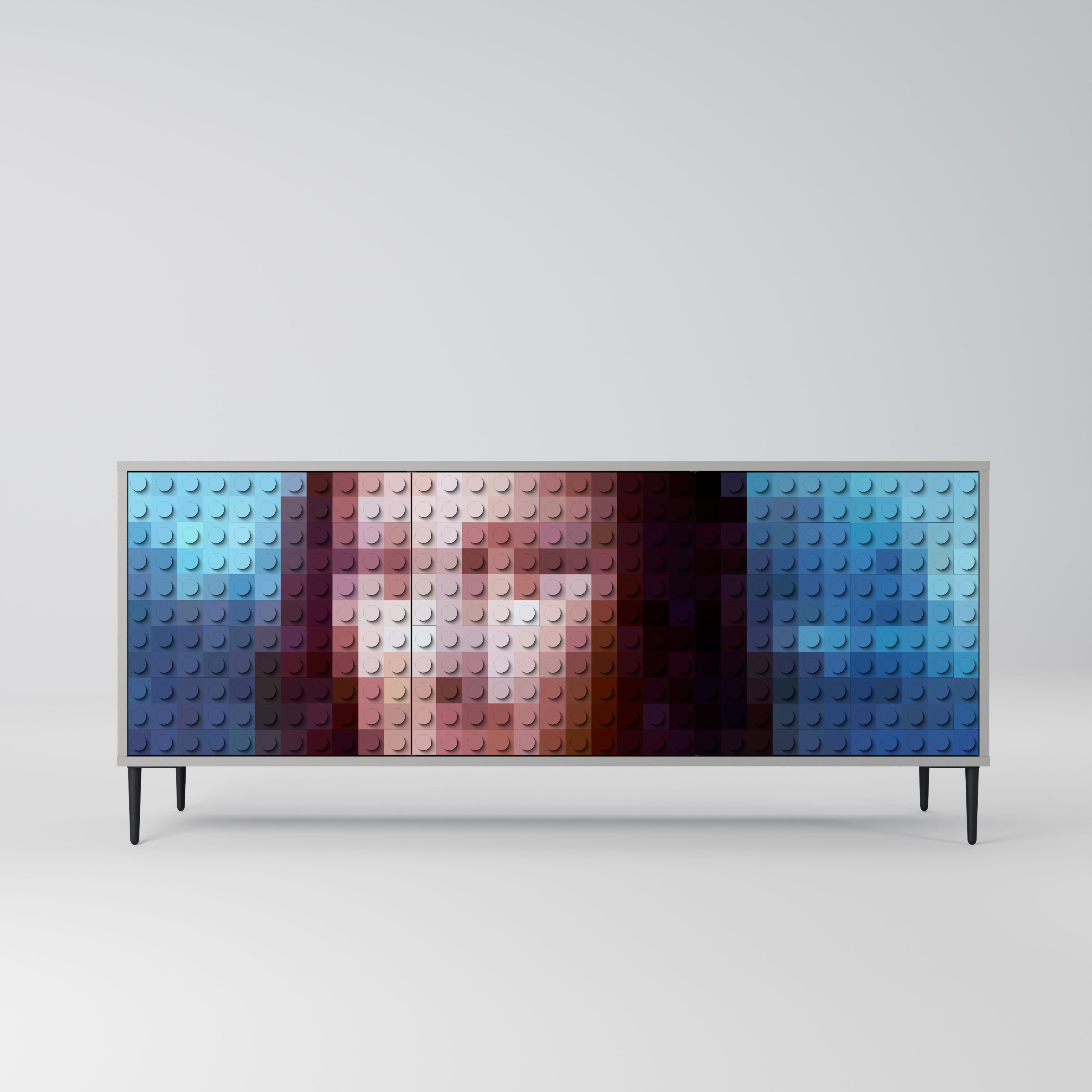 CONSTRUCTIVE ART 3-Door Sideboard in Grey Finish