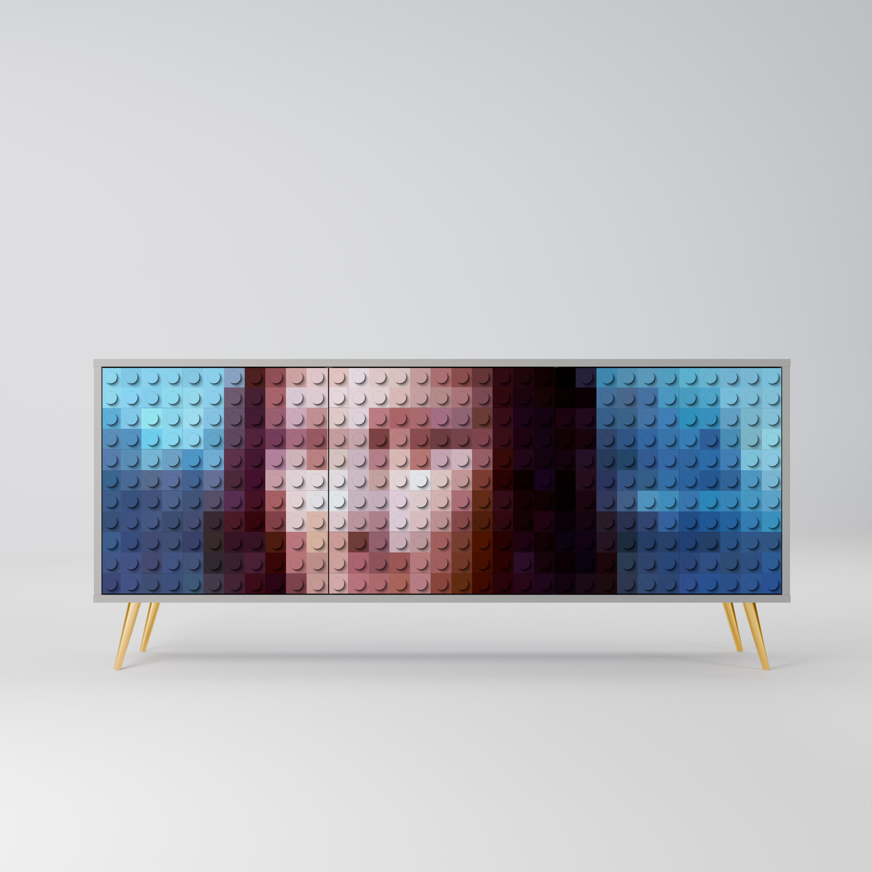 CONSTRUCTIVE ART 3-Door Sideboard in Grey Finish