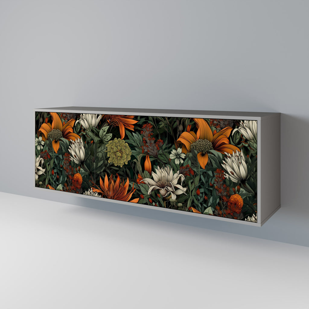 MIDNIGHT SPROUT 3-Door Sideboard in Grey Finish