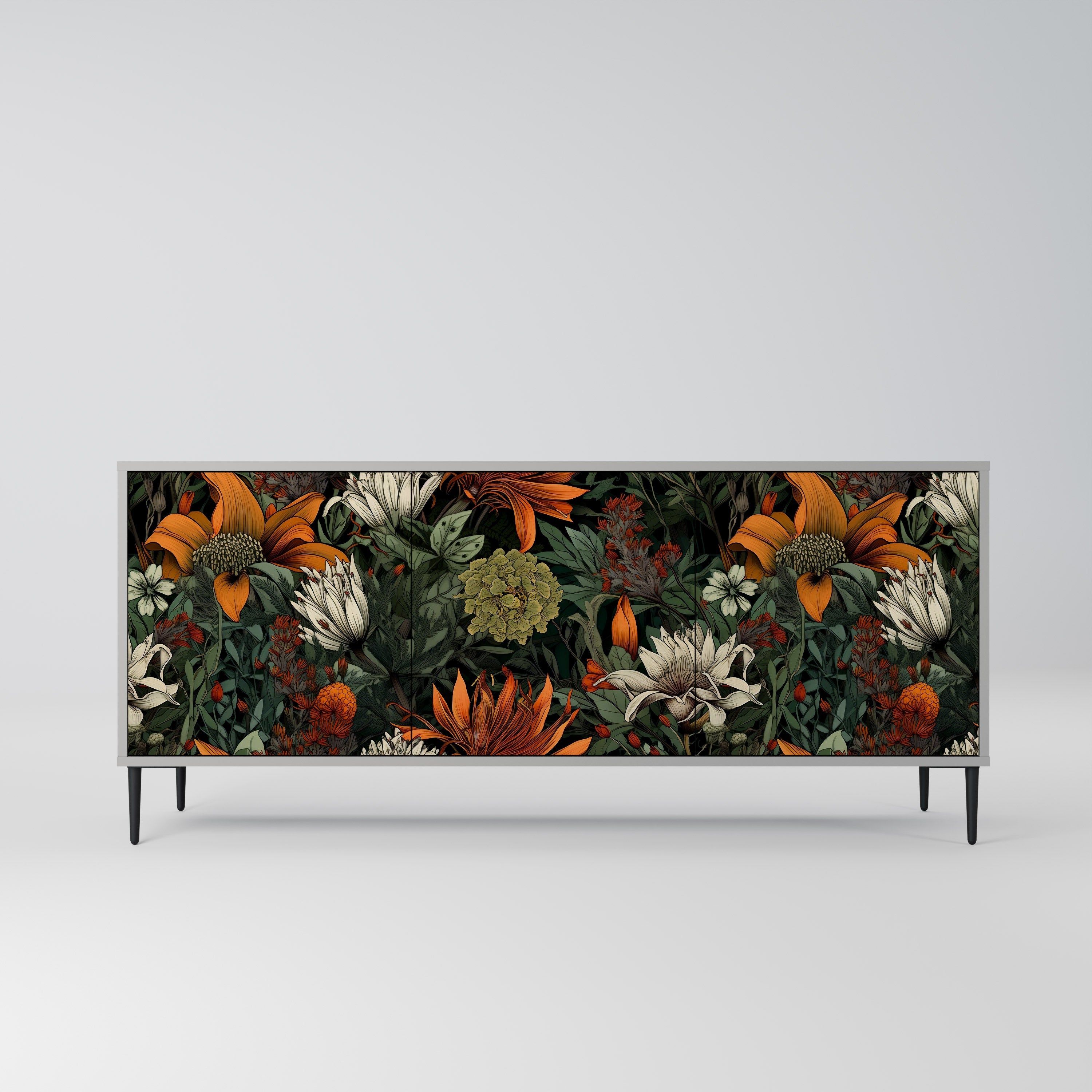 MIDNIGHT SPROUT 3-Door Sideboard in Grey Finish