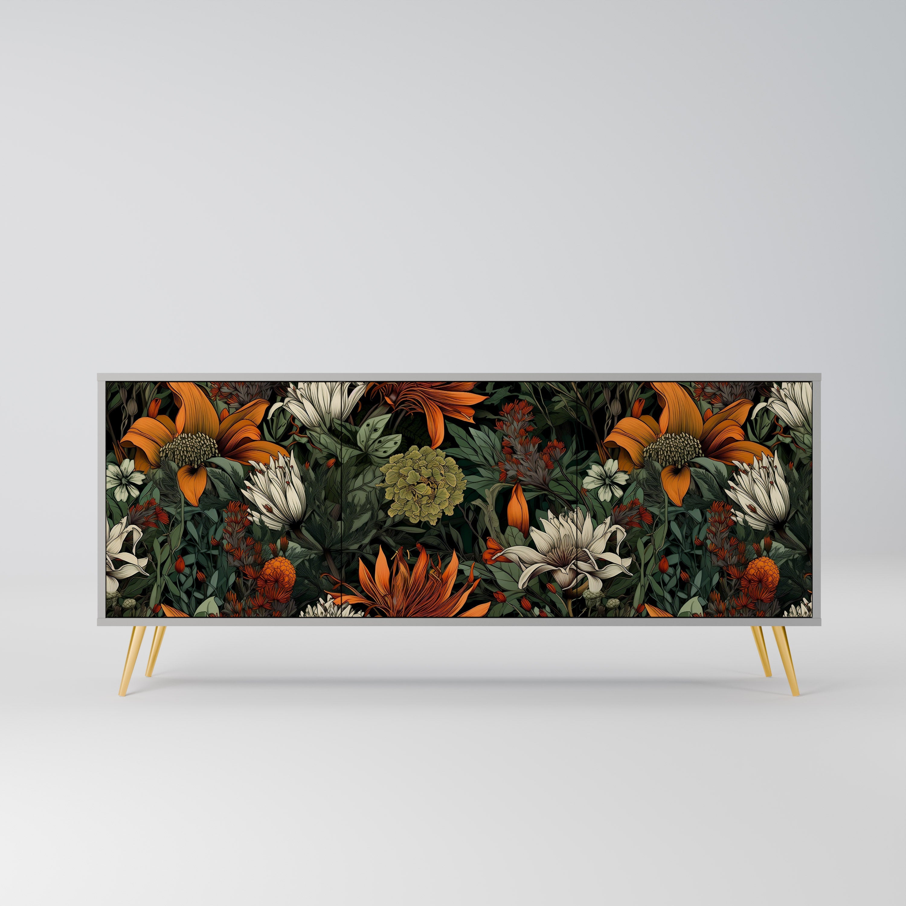 MIDNIGHT SPROUT 3-Door Sideboard in Grey Finish