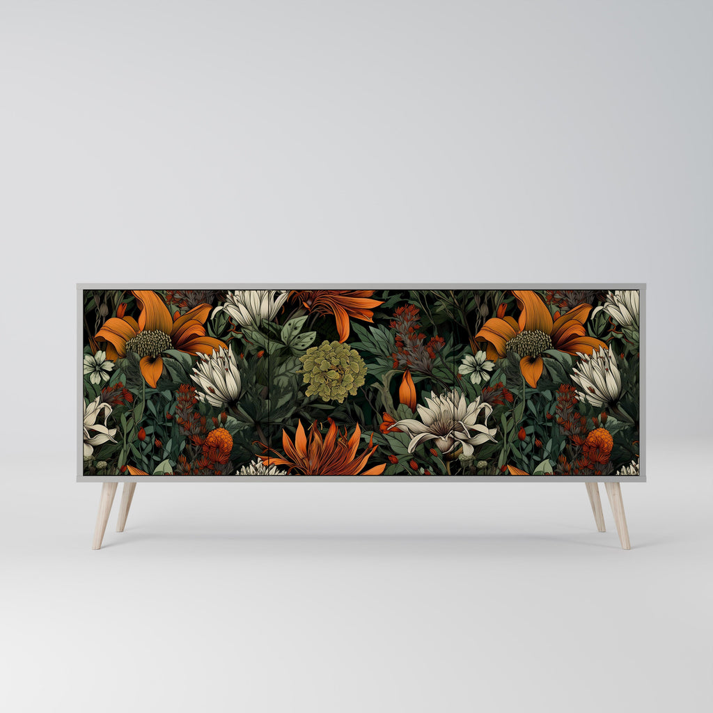 MIDNIGHT SPROUT 3-Door Sideboard in Grey Finish