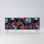 ETHEREAL BLOSSOMS 3-Door Sideboard in Grey Finish