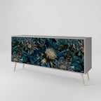 TWILIGHT BLOOM 3-Door Sideboard in Grey Finish