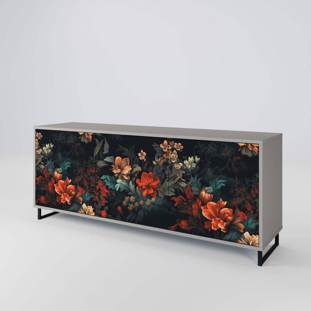 IMAGINARY BLOSSOM 3-Door Sideboard in Grey Finish