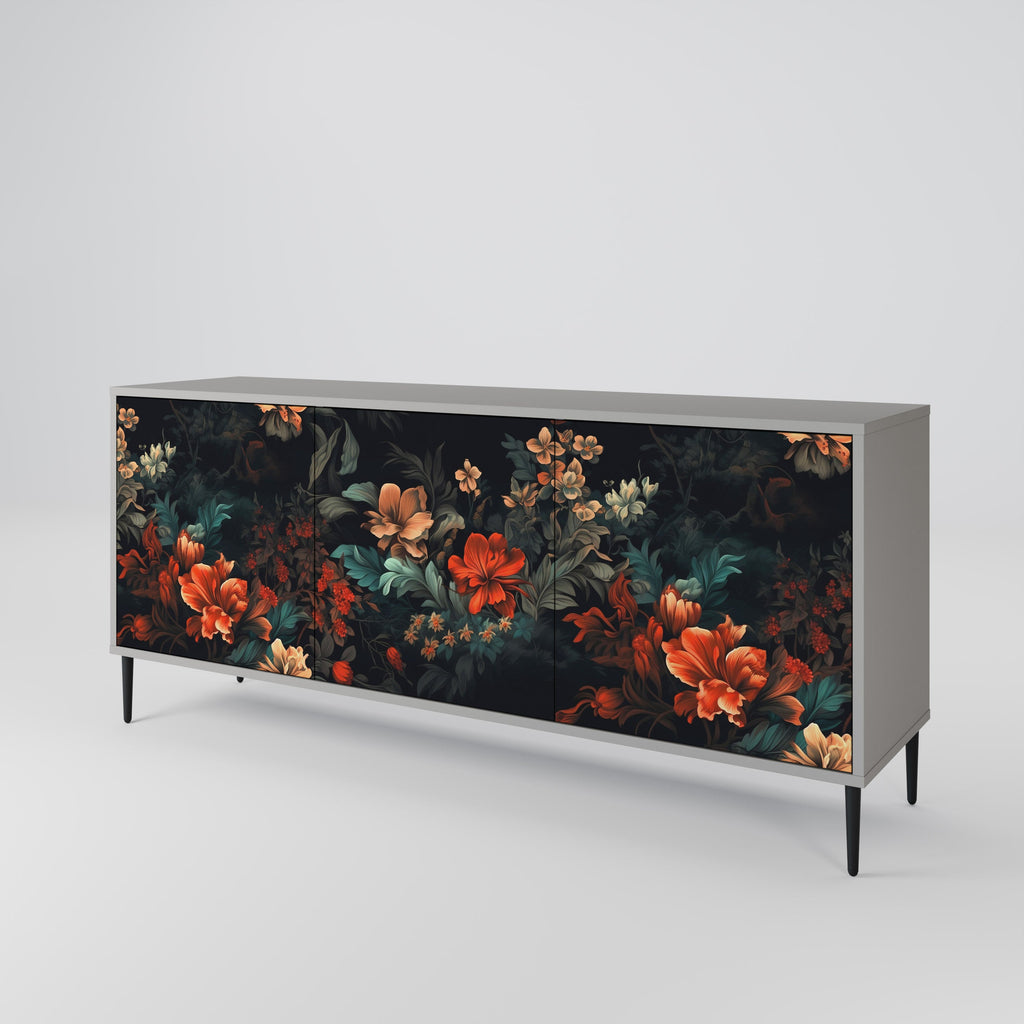 IMAGINARY BLOSSOM 3-Door Sideboard in Grey Finish